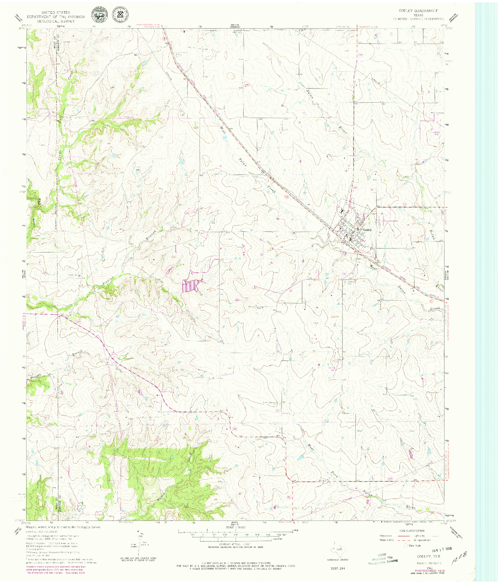 USGS 1:24000-SCALE QUADRANGLE FOR GODLEY, TX 1961