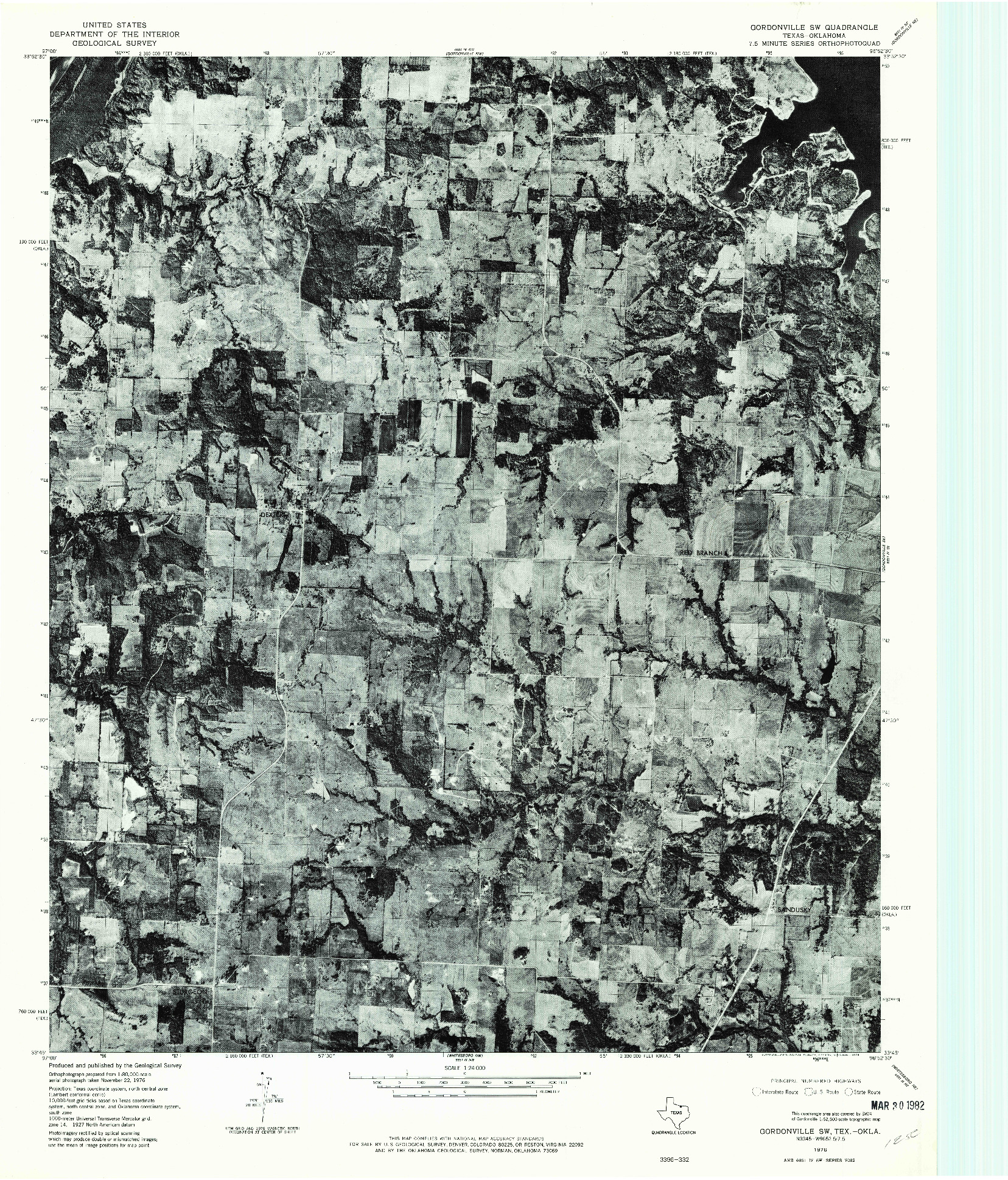 USGS 1:24000-SCALE QUADRANGLE FOR GORDONVILLE SW, TX 1976