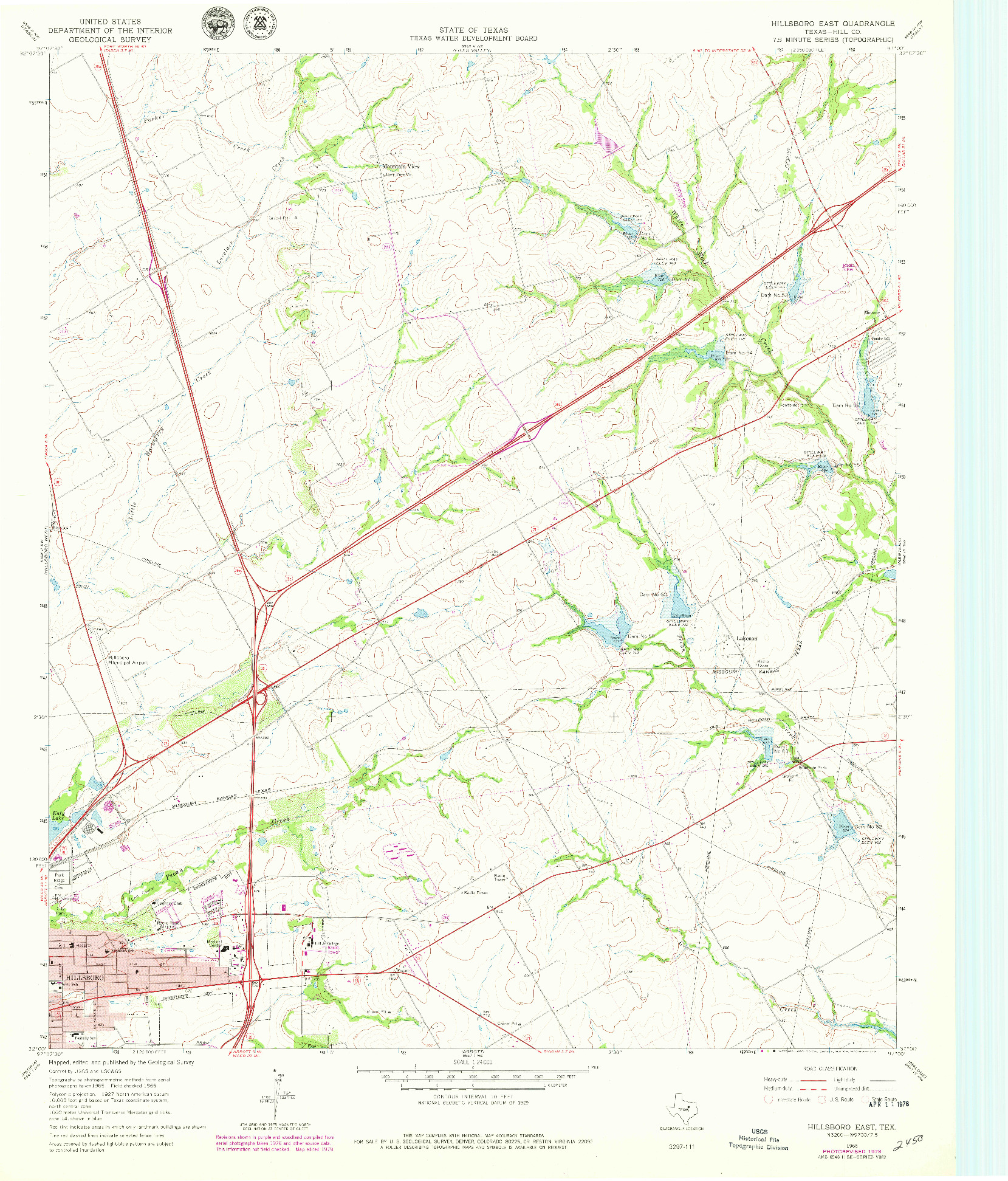 USGS 1:24000-SCALE QUADRANGLE FOR HILLSBORO EAST, TX 1966
