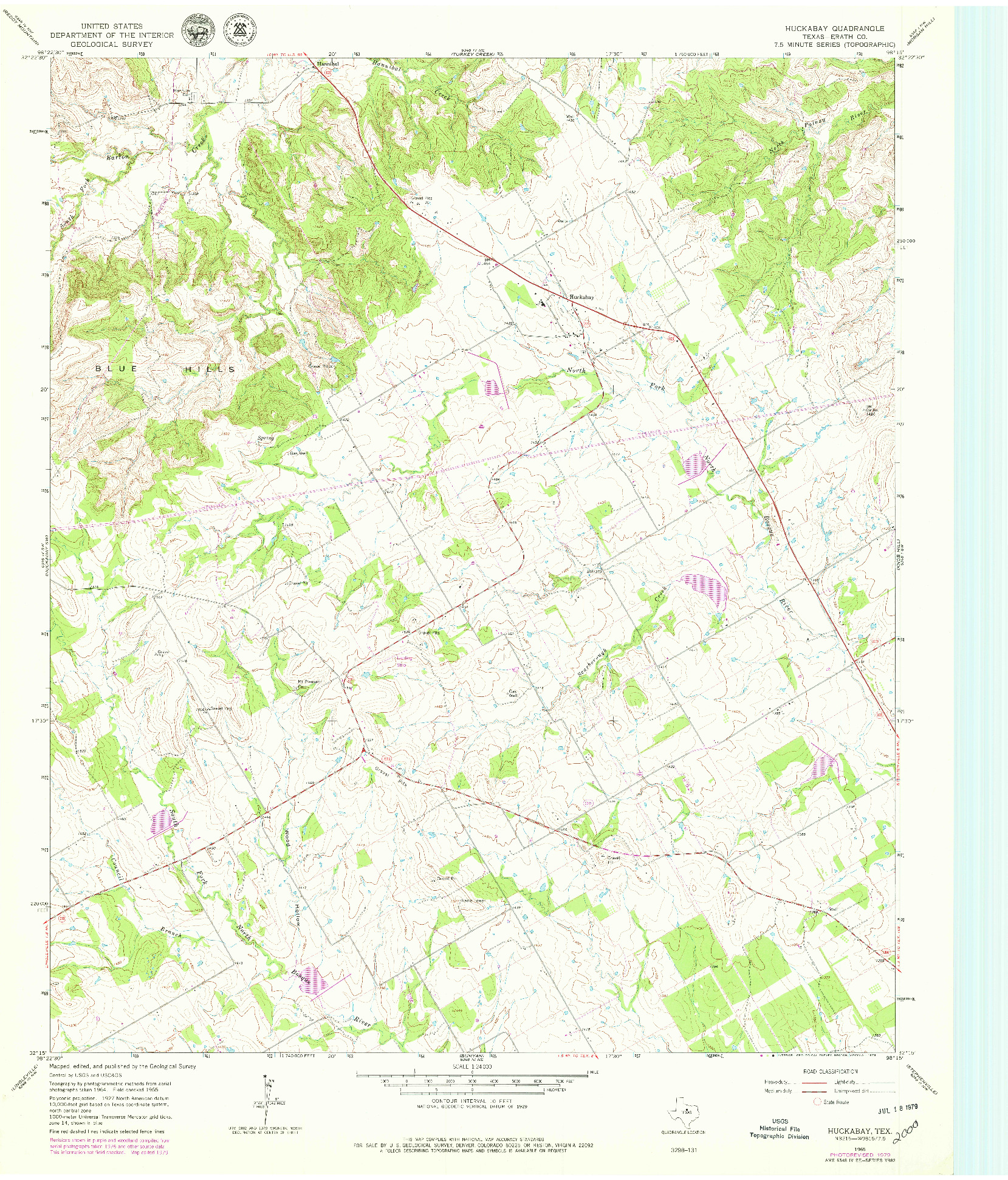 USGS 1:24000-SCALE QUADRANGLE FOR HUCKABAY, TX 1965