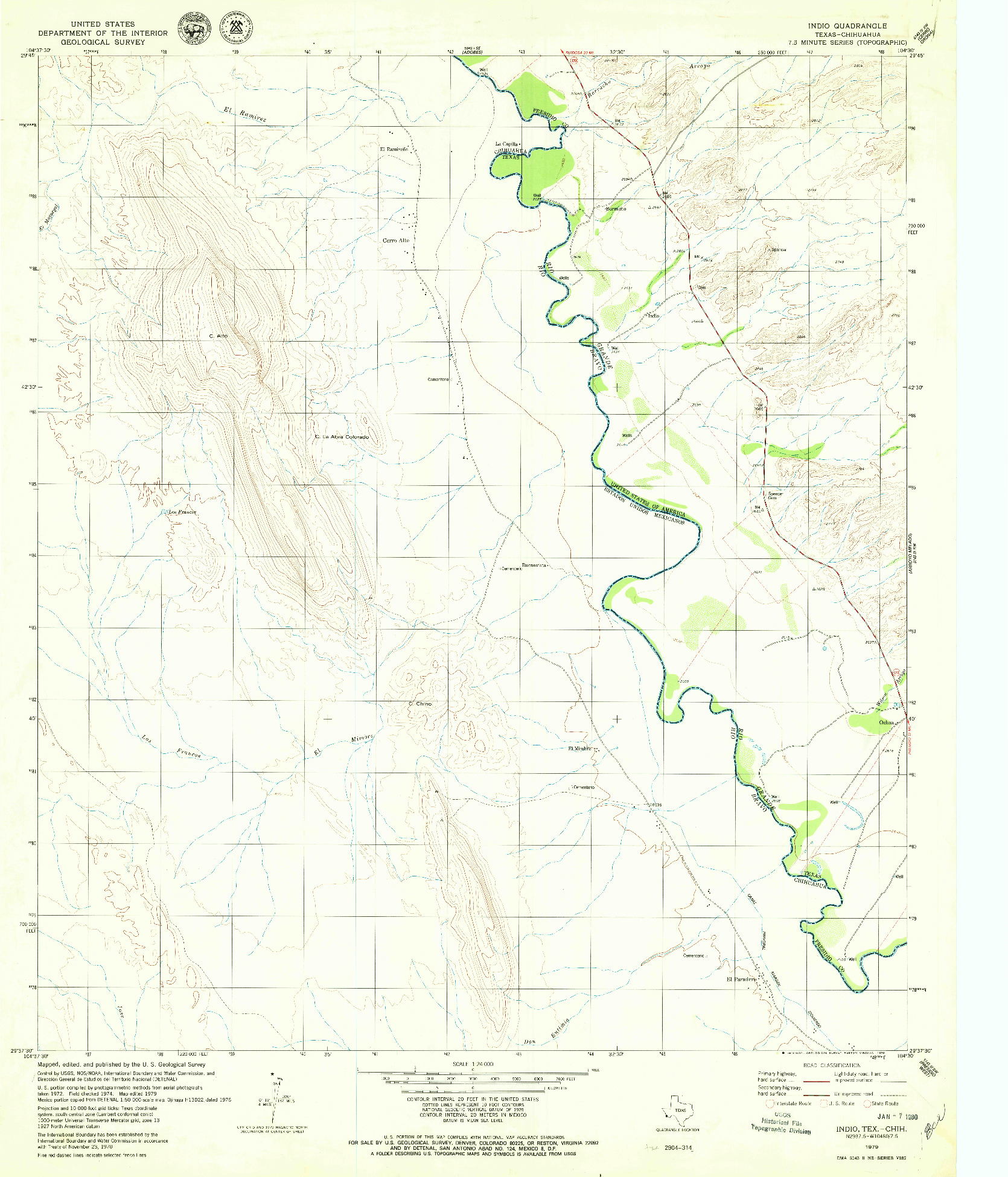 USGS 1:24000-SCALE QUADRANGLE FOR INDIO, TX 1979