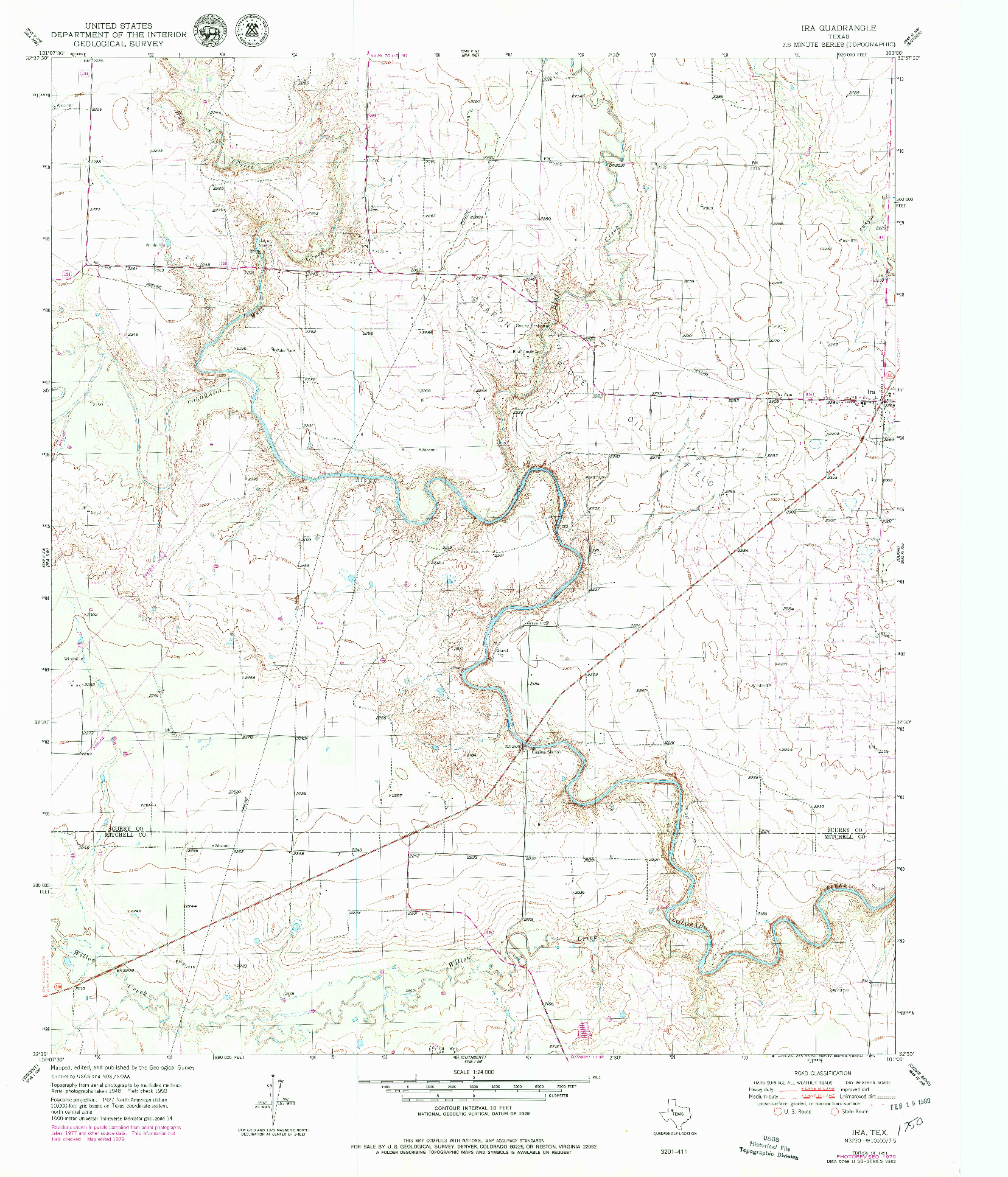 USGS 1:24000-SCALE QUADRANGLE FOR IRA, TX 1951