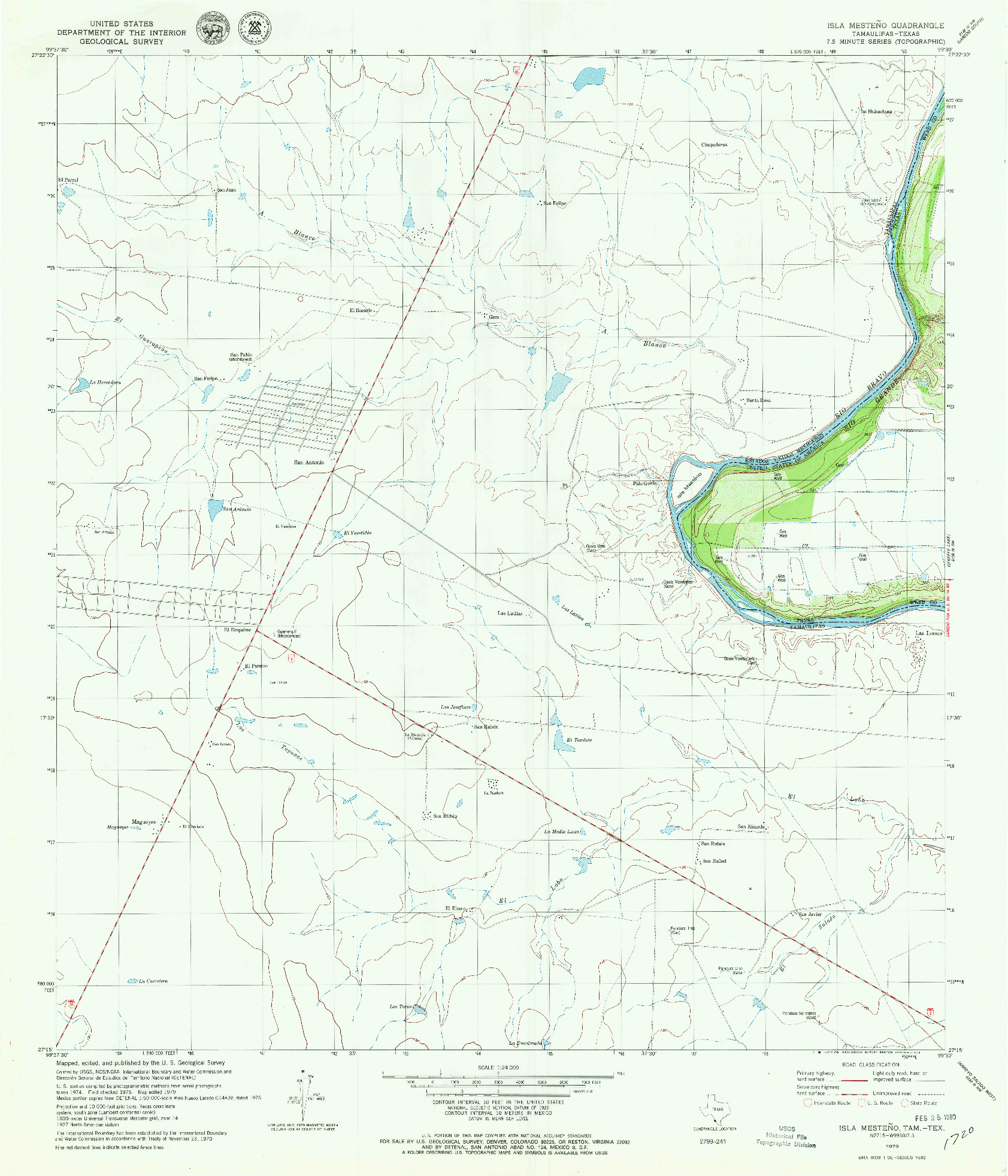 USGS 1:24000-SCALE QUADRANGLE FOR ISLA MESTENO, TX 1979