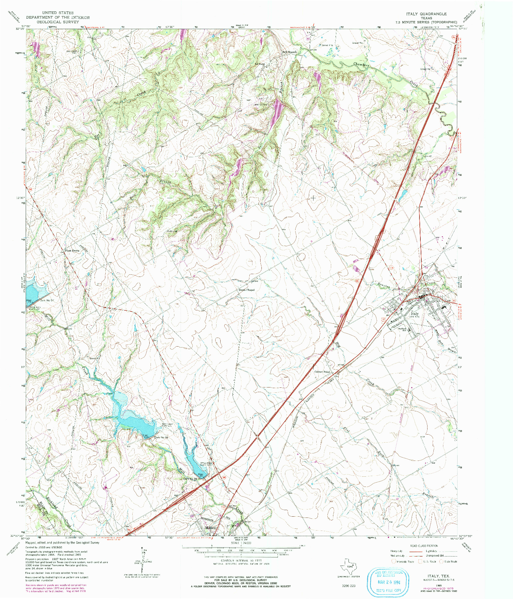 USGS 1:24000-SCALE QUADRANGLE FOR ITALY, TX 1965