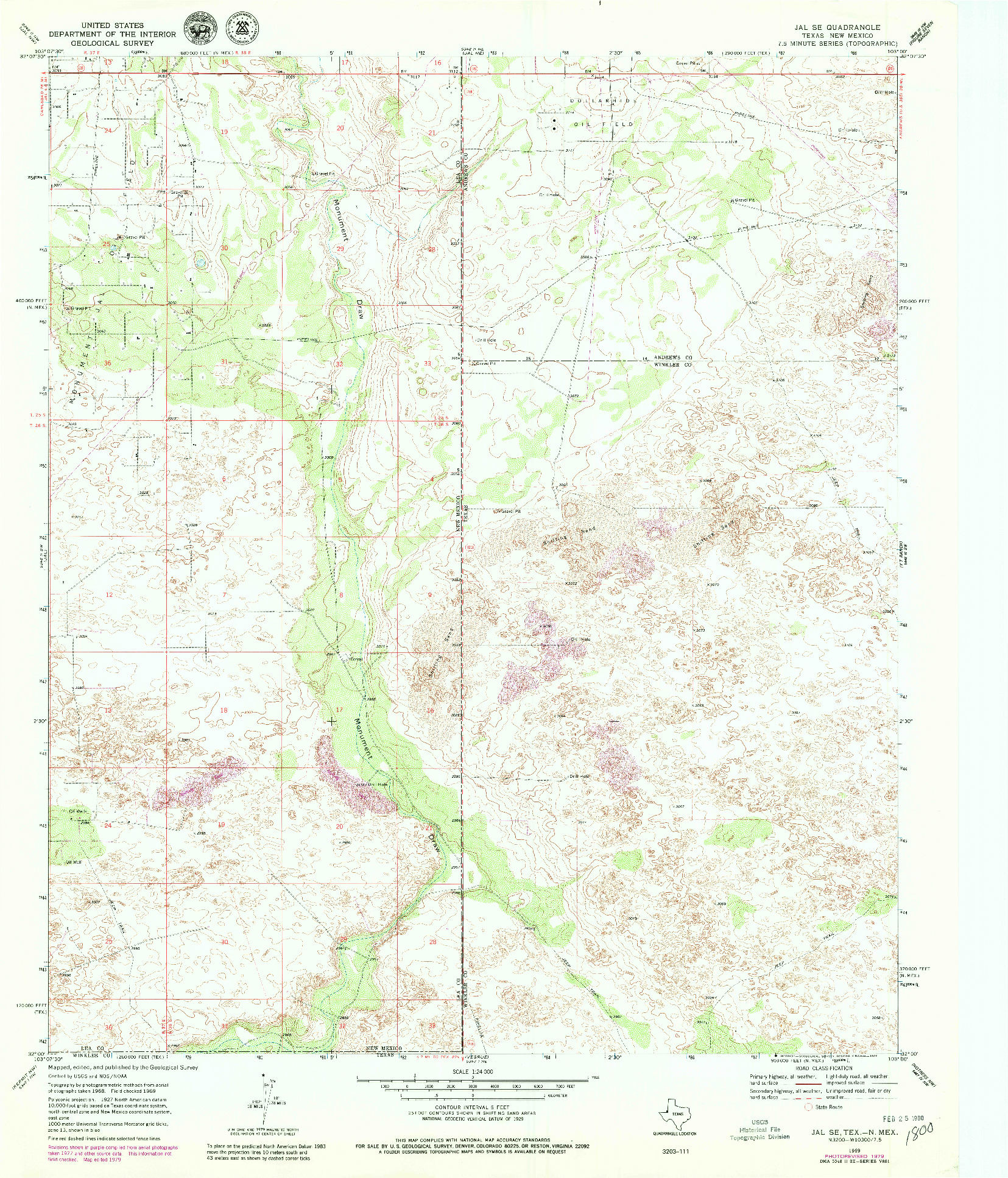 USGS 1:24000-SCALE QUADRANGLE FOR JAL SE, TX 1969