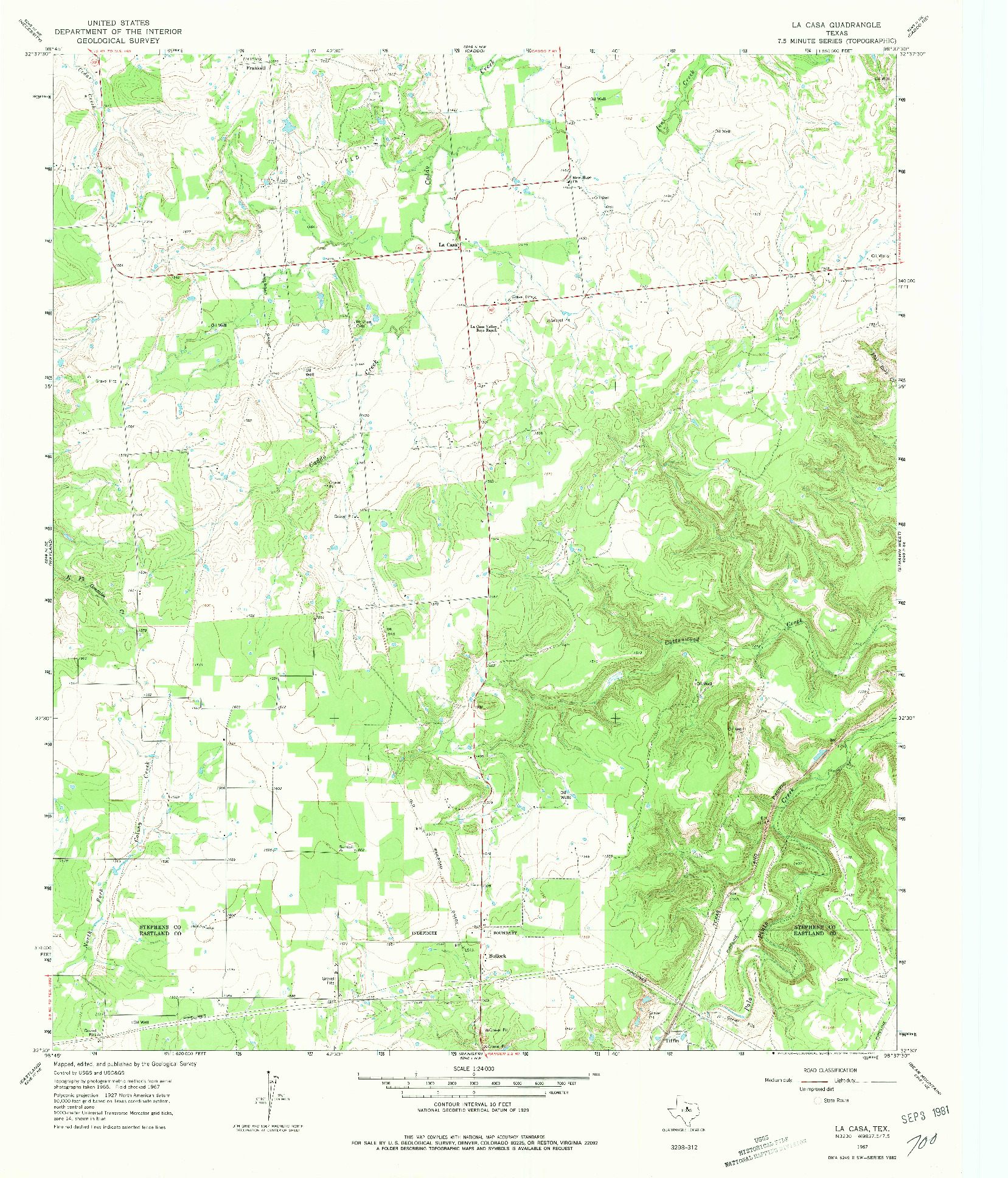 USGS 1:24000-SCALE QUADRANGLE FOR LA CASA, TX 1967