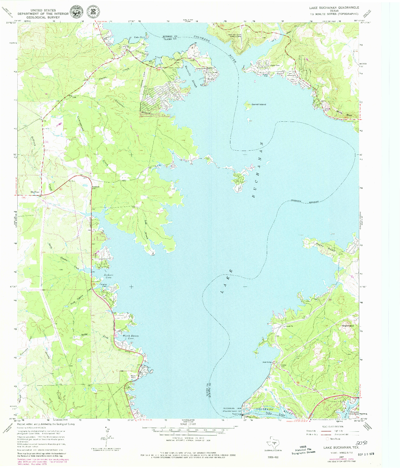 USGS 1:24000-SCALE QUADRANGLE FOR LAKE BUCHANAN, TX 1967