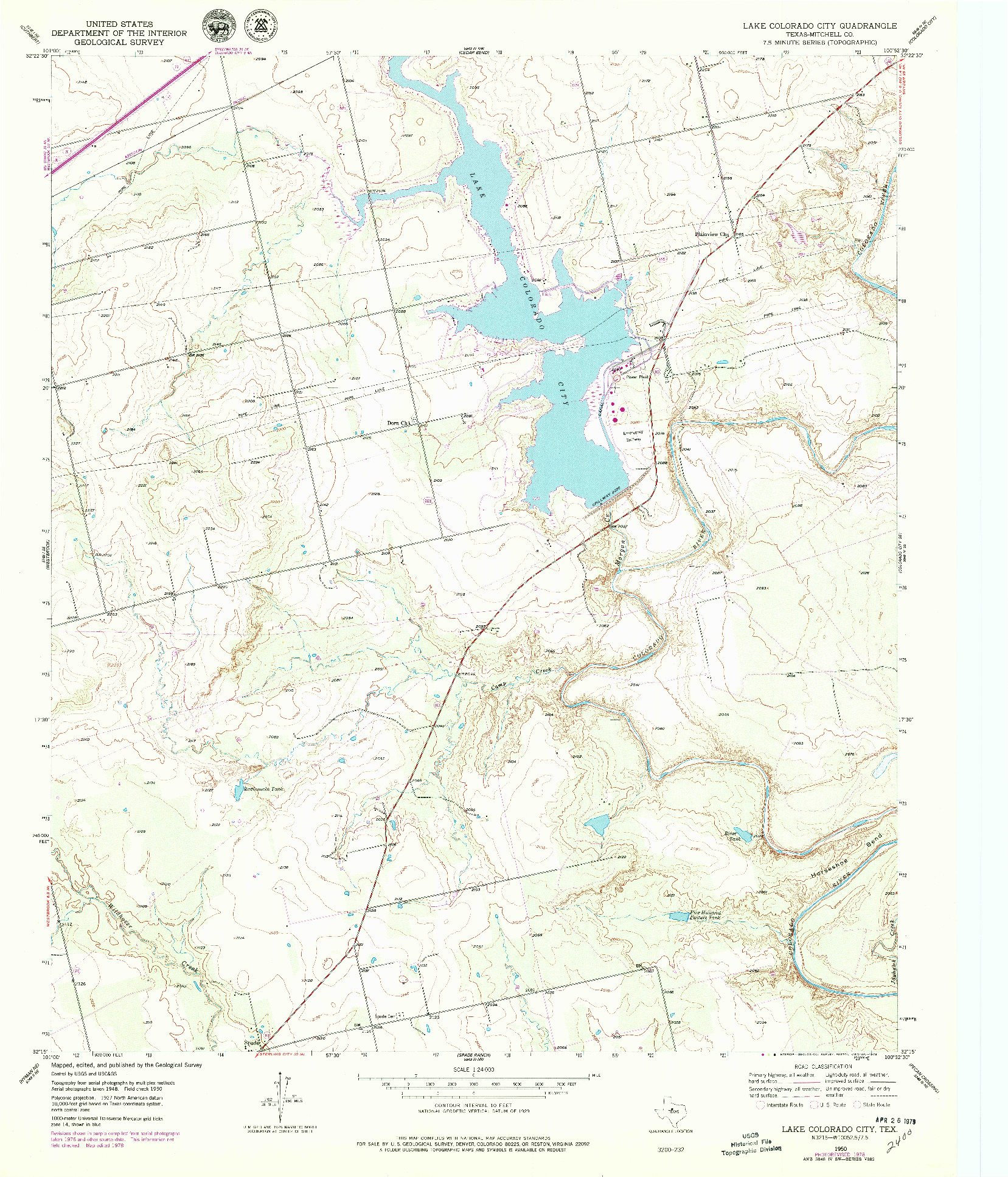 USGS 1:24000-SCALE QUADRANGLE FOR LAKE COLORADO CITY, TX 1950