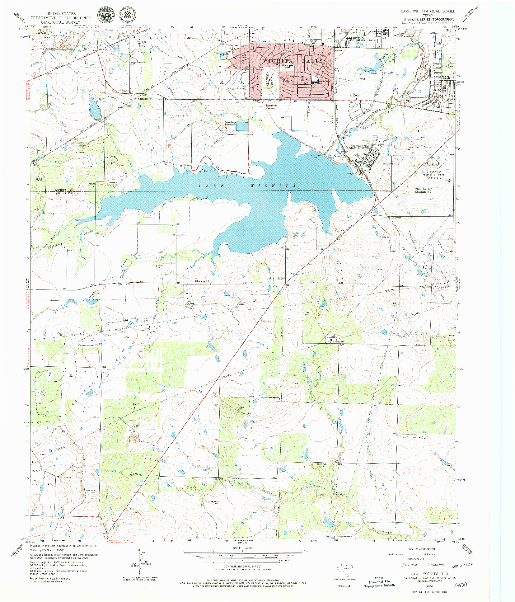 USGS 1:24000-SCALE QUADRANGLE FOR LAKE WICHITA, TX 1956