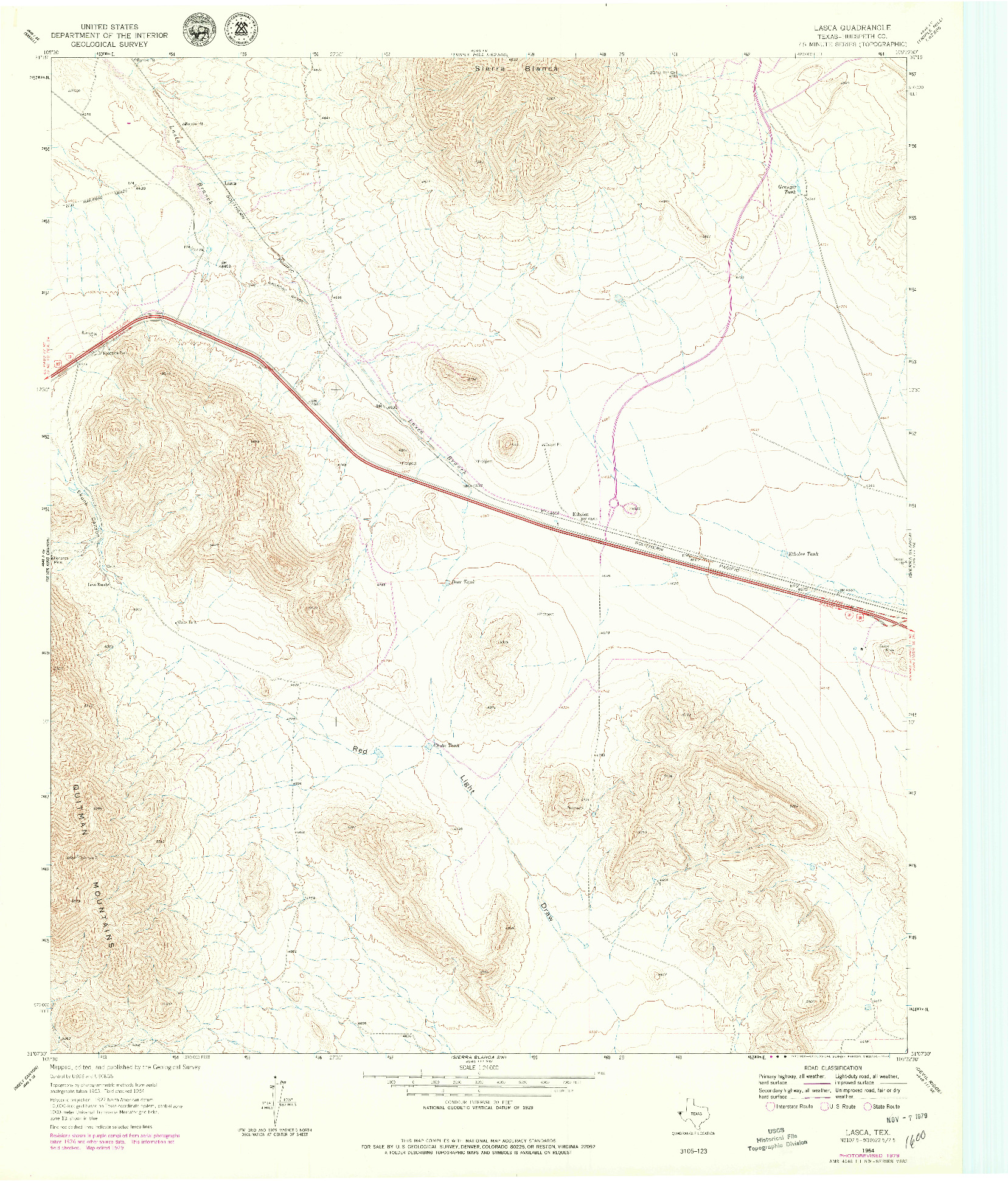 USGS 1:24000-SCALE QUADRANGLE FOR LASCA, TX 1964