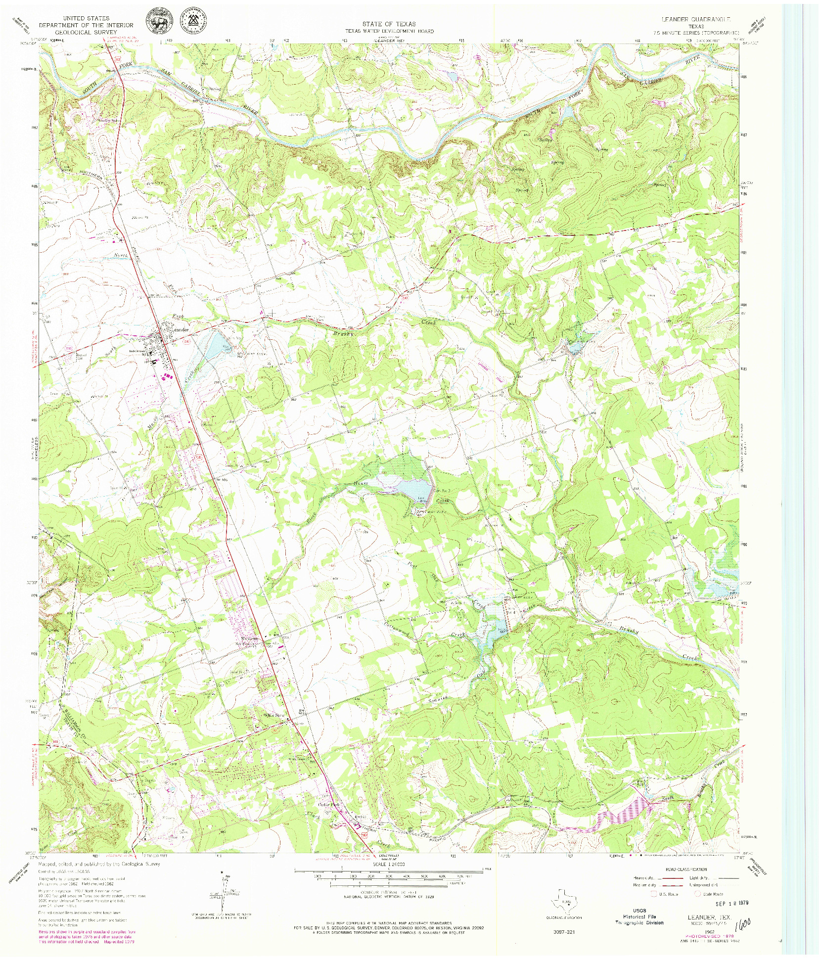 USGS 1:24000-SCALE QUADRANGLE FOR LEANDER, TX 1962