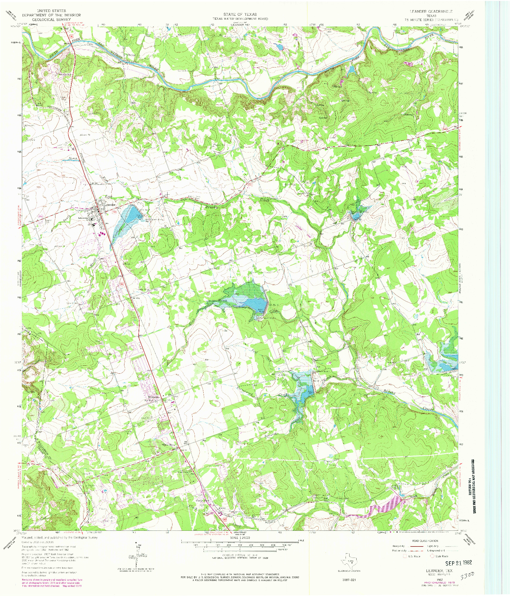 USGS 1:24000-SCALE QUADRANGLE FOR LEANDER, TX 1962