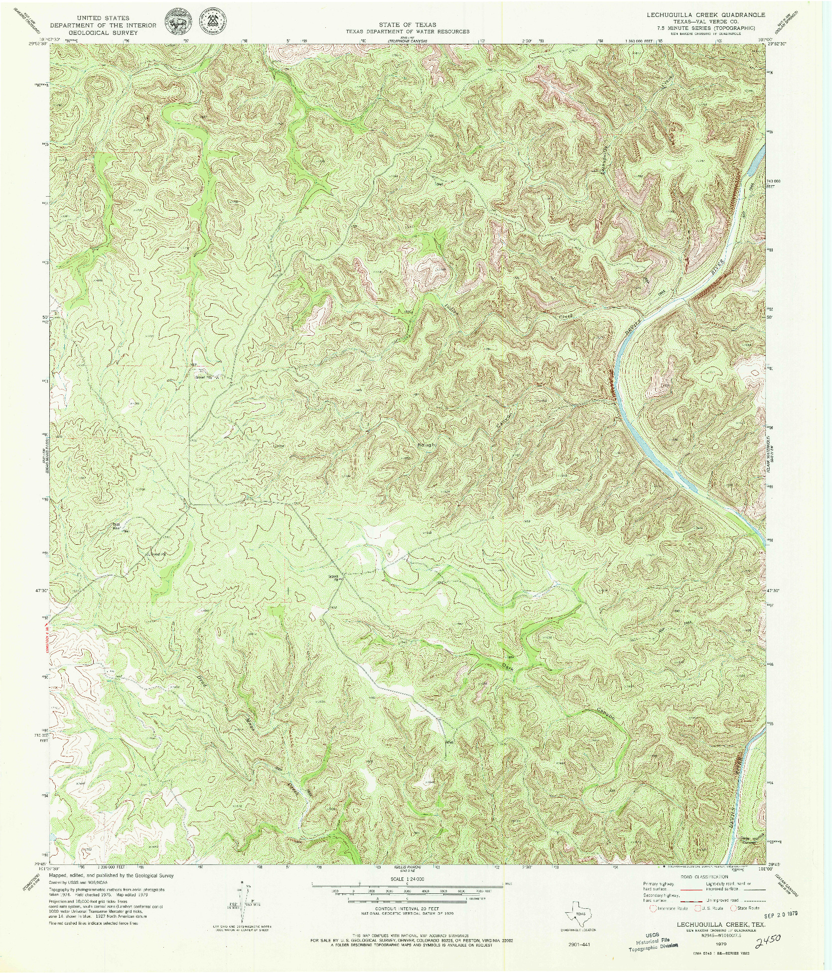 USGS 1:24000-SCALE QUADRANGLE FOR LECHUGUILLA CREEK, TX 1979