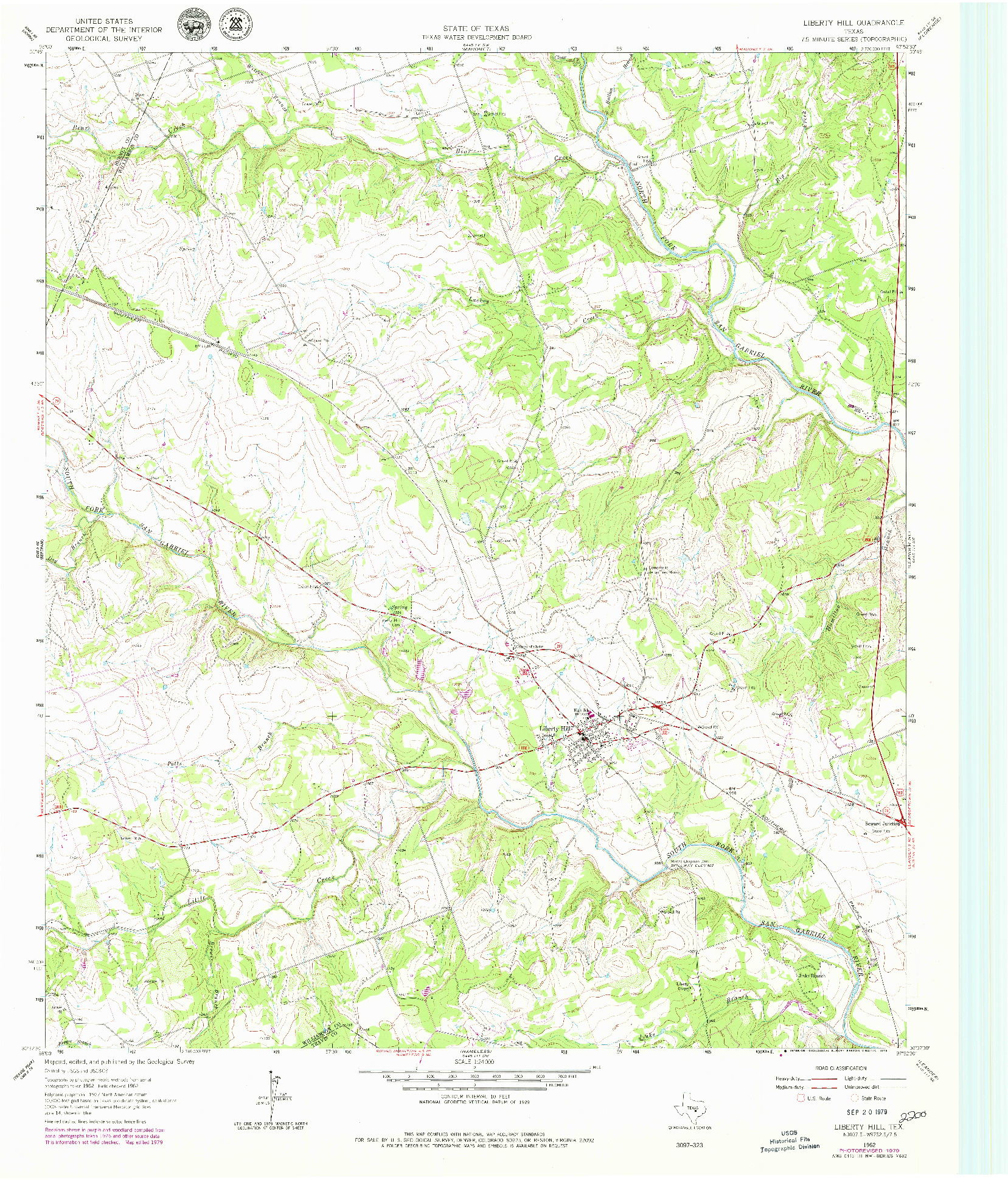 USGS 1:24000-SCALE QUADRANGLE FOR LIBERTY HILL, TX 1962