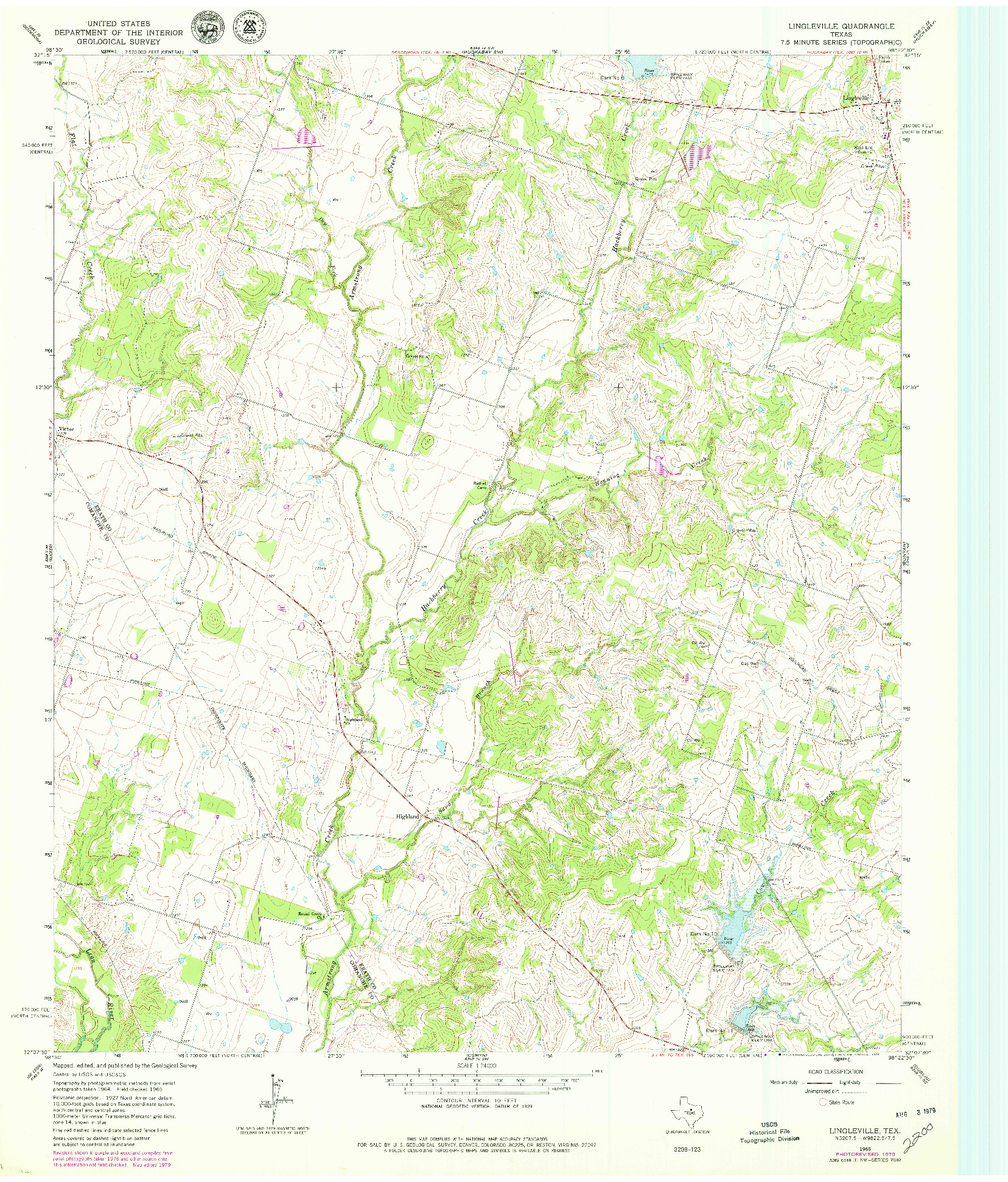 USGS 1:24000-SCALE QUADRANGLE FOR LINGLEVILLE, TX 1965