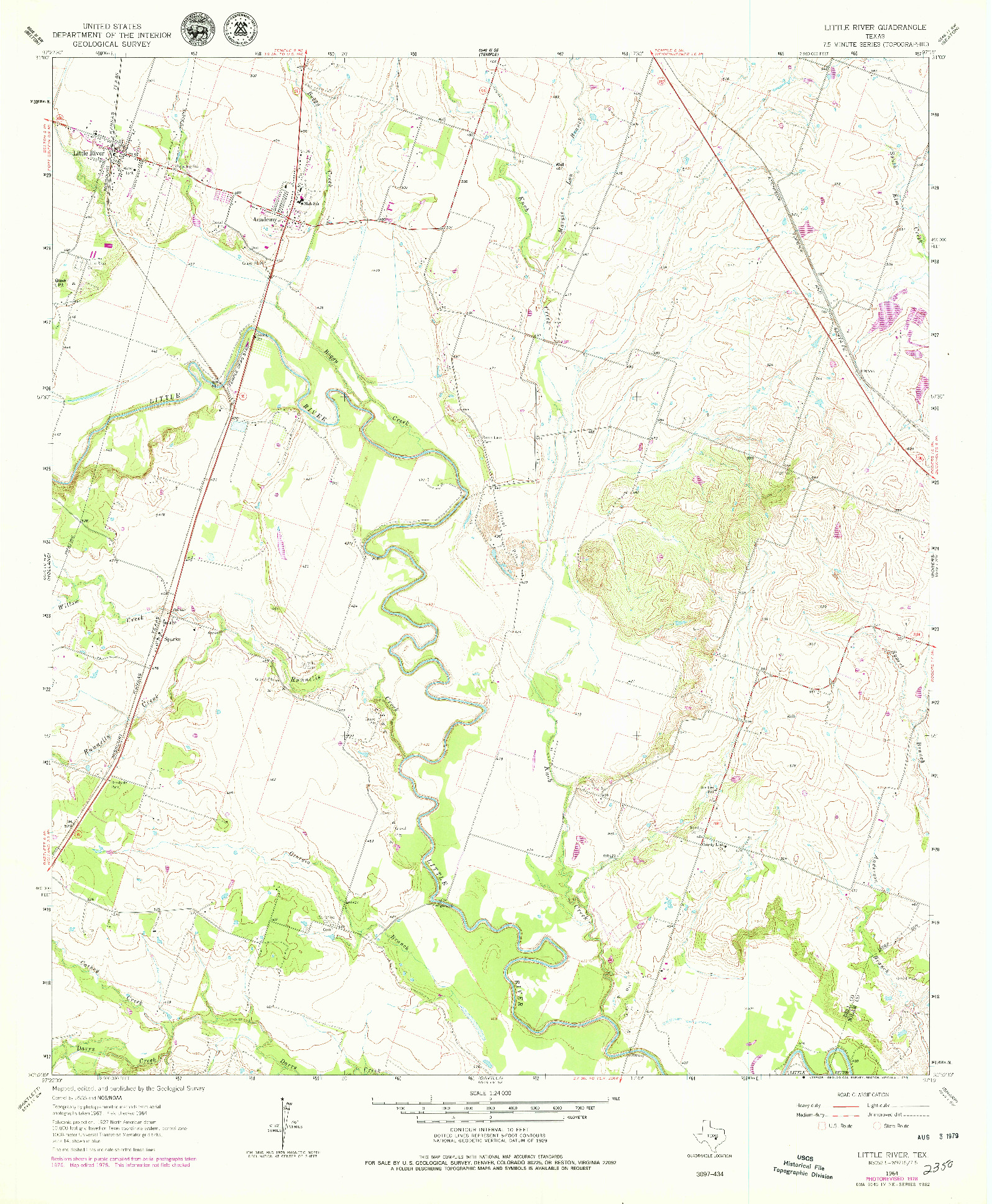 USGS 1:24000-SCALE QUADRANGLE FOR LITTLE RIVER, TX 1964