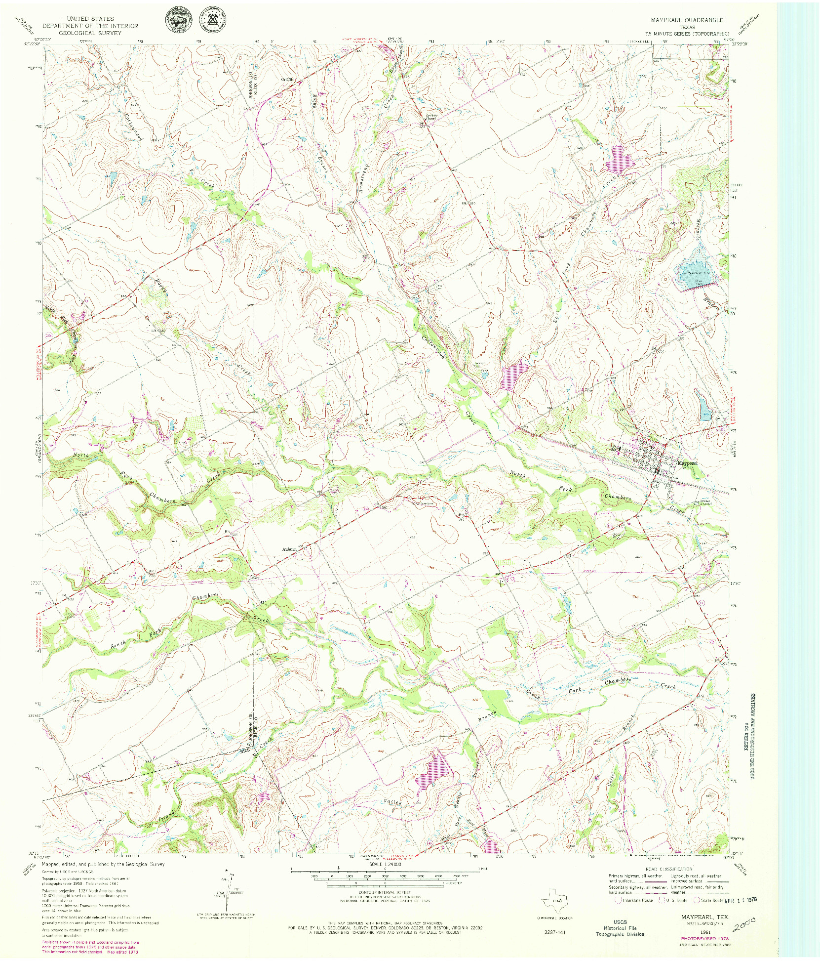 USGS 1:24000-SCALE QUADRANGLE FOR MAYPEARL, TX 1961