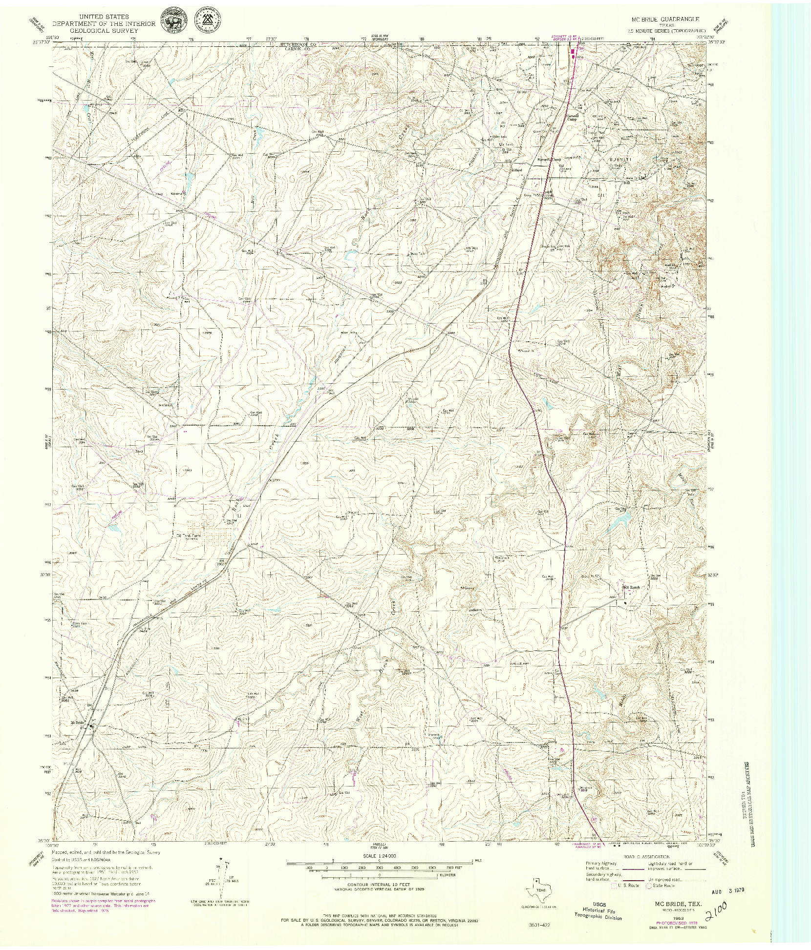 USGS 1:24000-SCALE QUADRANGLE FOR MCBRIDE, TX 1953