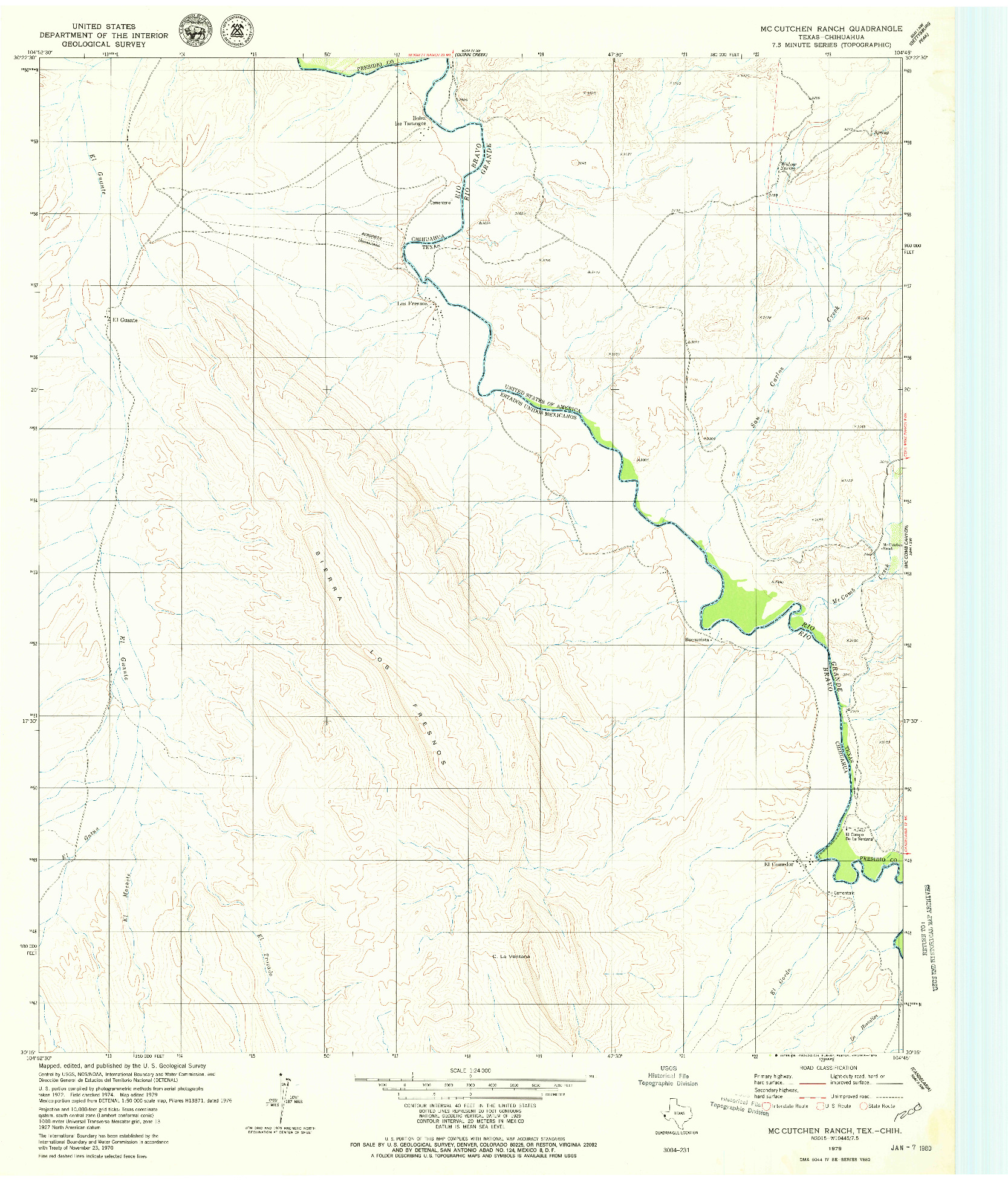 USGS 1:24000-SCALE QUADRANGLE FOR MCCUTCHEN RANCH, TX 1979