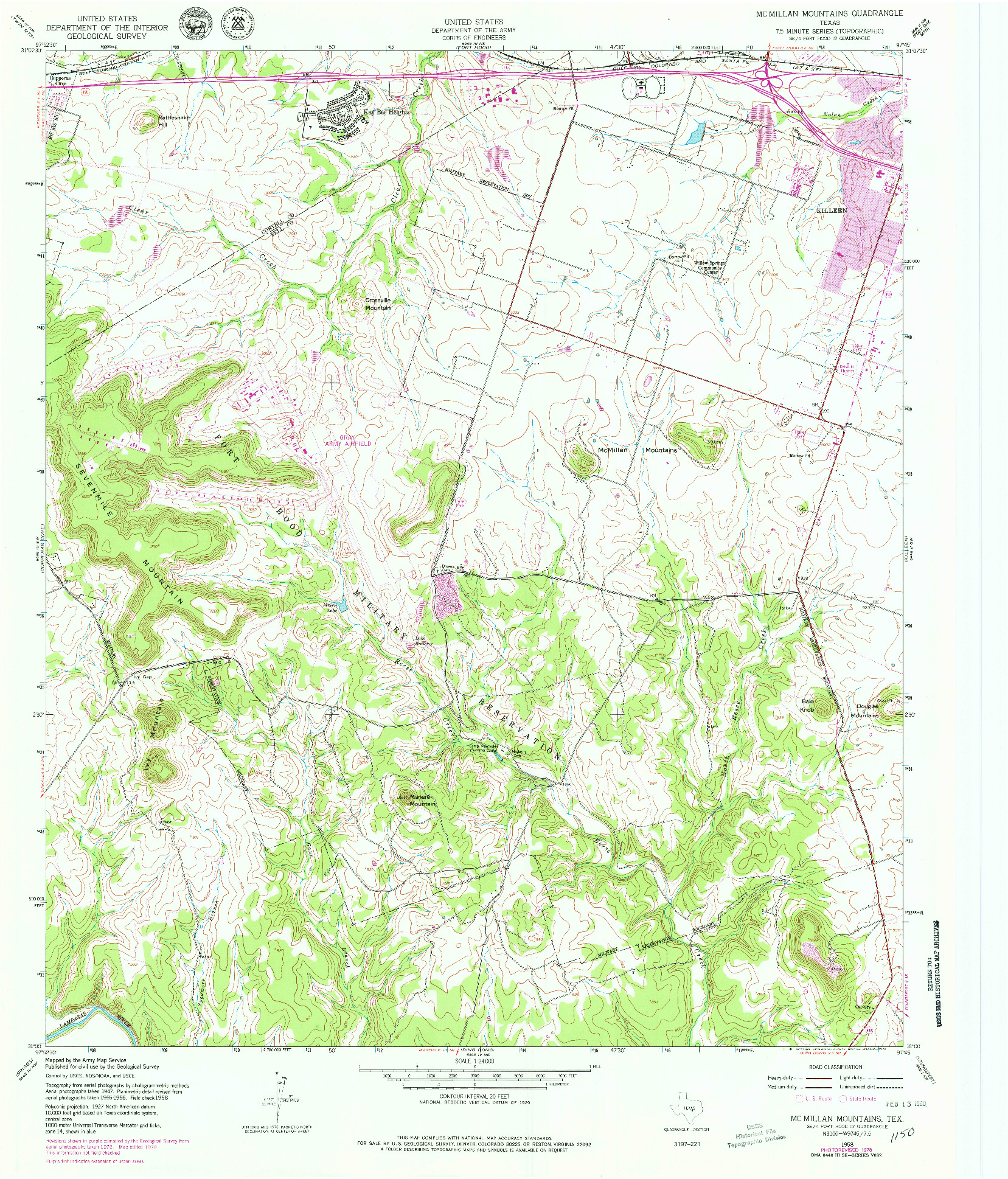 USGS 1:24000-SCALE QUADRANGLE FOR MCMILLAN MOUNTAINS, TX 1958