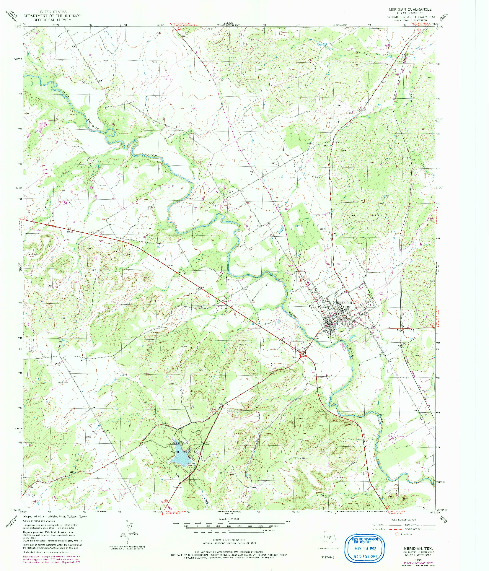 USGS 1:24000-SCALE QUADRANGLE FOR MERIDIAN, TX 1955