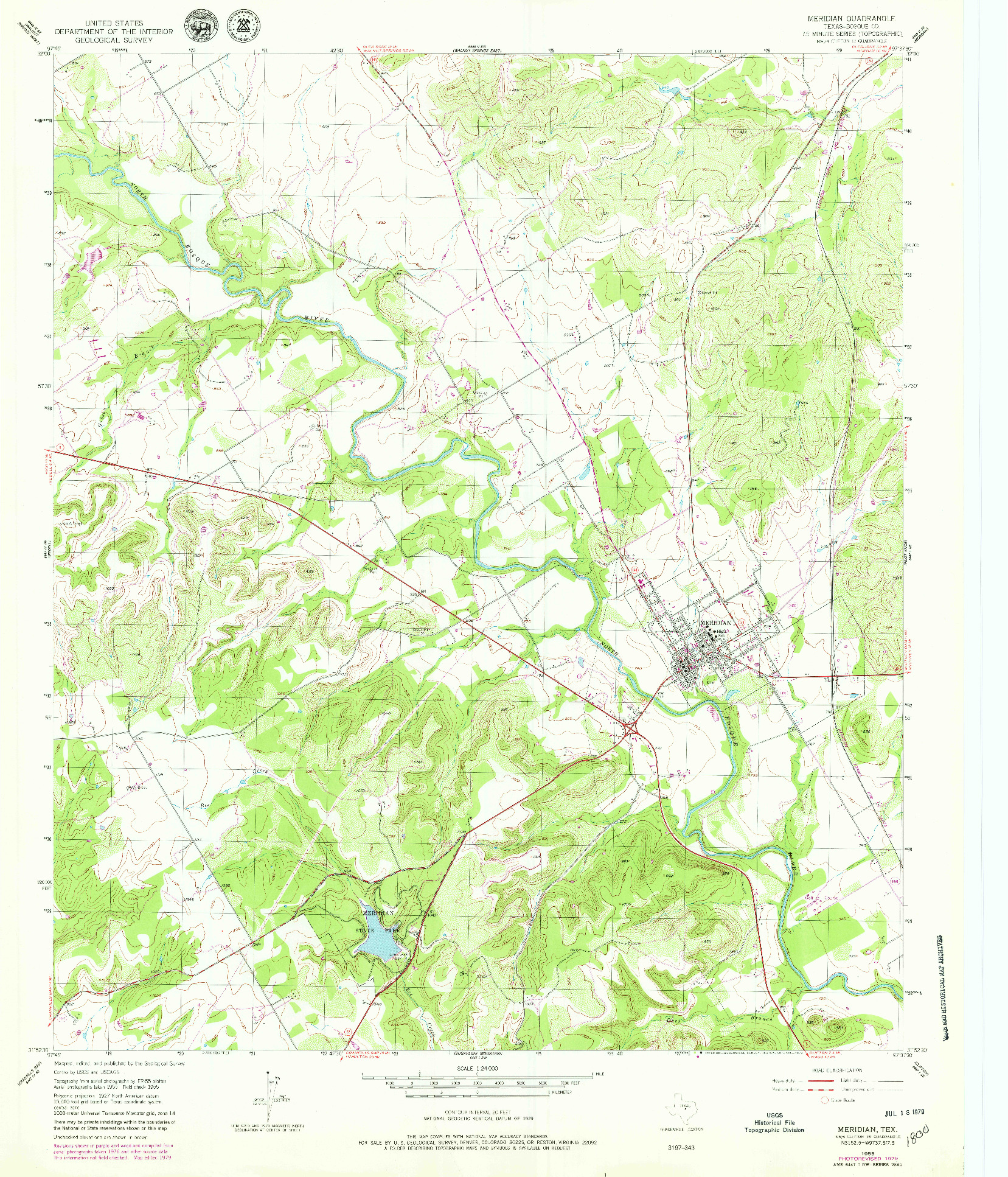 USGS 1:24000-SCALE QUADRANGLE FOR MERIDIAN, TX 1955