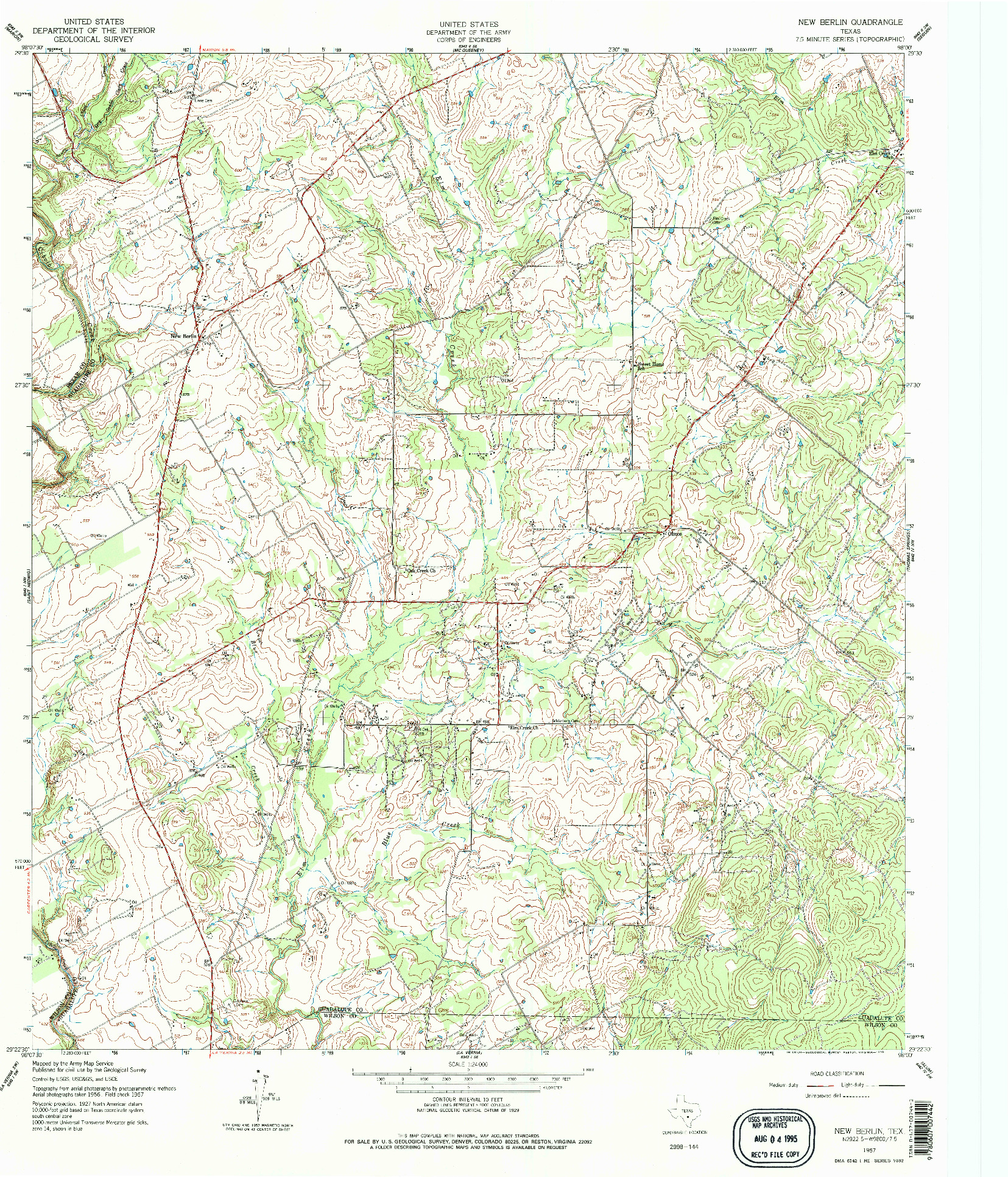 USGS 1:24000-SCALE QUADRANGLE FOR NEW BERLIN, TX 1957