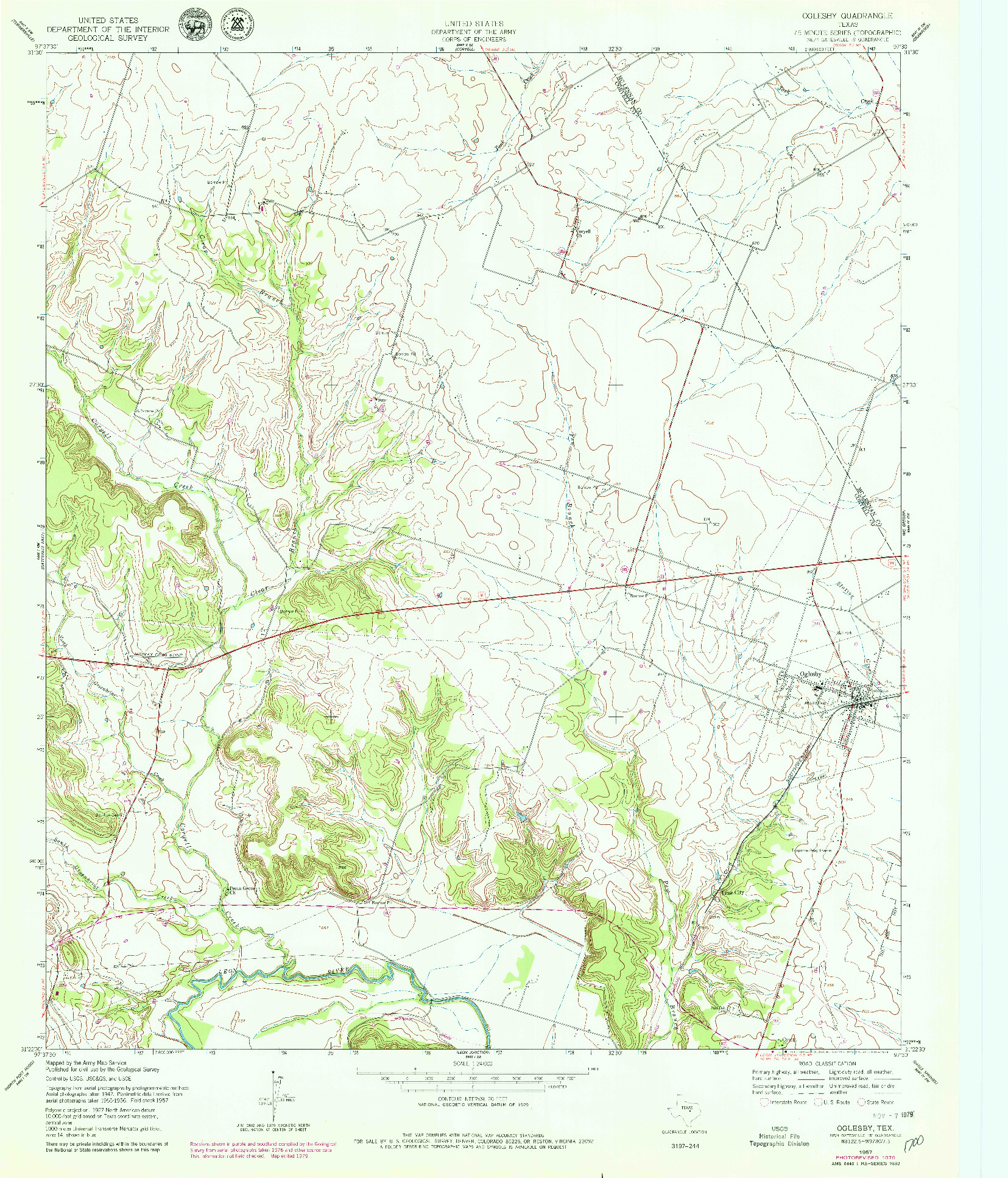 USGS 1:24000-SCALE QUADRANGLE FOR OGLESBY, TX 1957