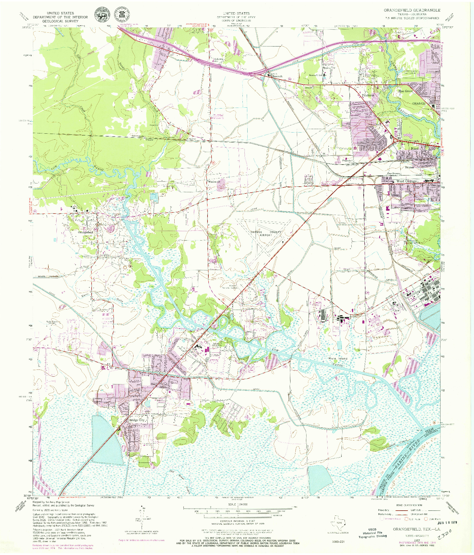 USGS 1:24000-SCALE QUADRANGLE FOR ORANGEFIELD, TX 1957