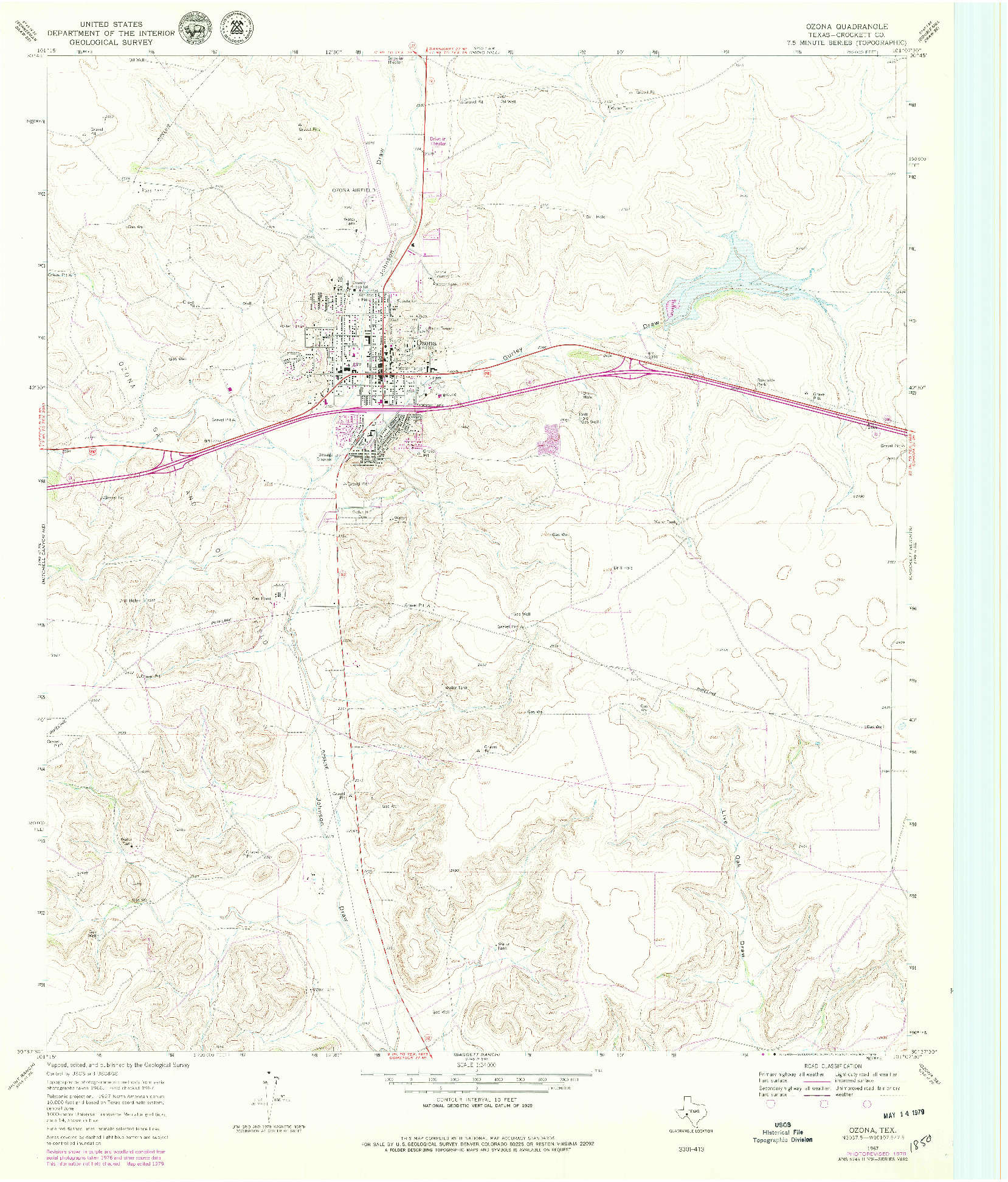 USGS 1:24000-SCALE QUADRANGLE FOR OZONA, TX 1967