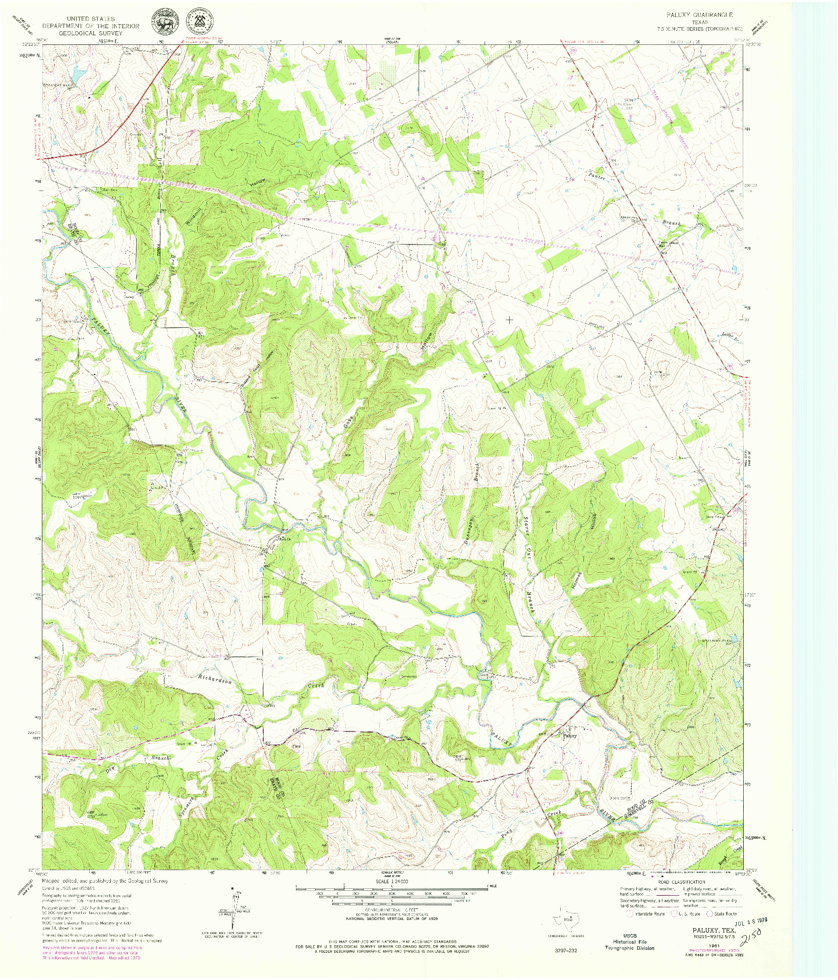 USGS 1:24000-SCALE QUADRANGLE FOR PALUXY, TX 1961