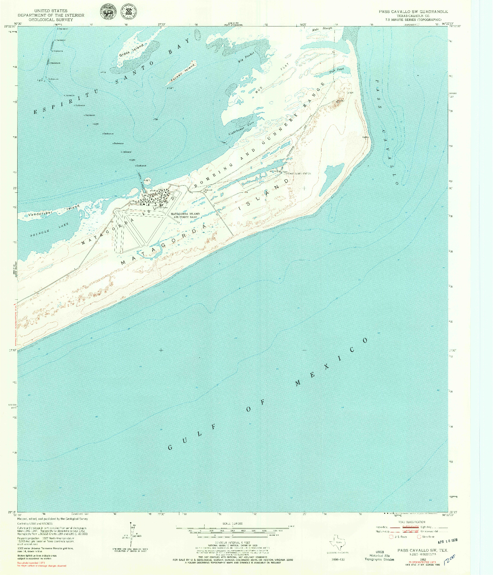 USGS 1:24000-SCALE QUADRANGLE FOR PASS CAVALLO SW, TX 1952