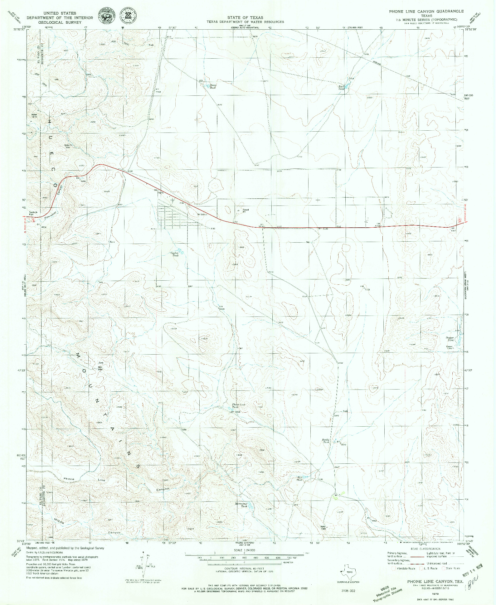 USGS 1:24000-SCALE QUADRANGLE FOR PHONE LINE CANYON, TX 1979