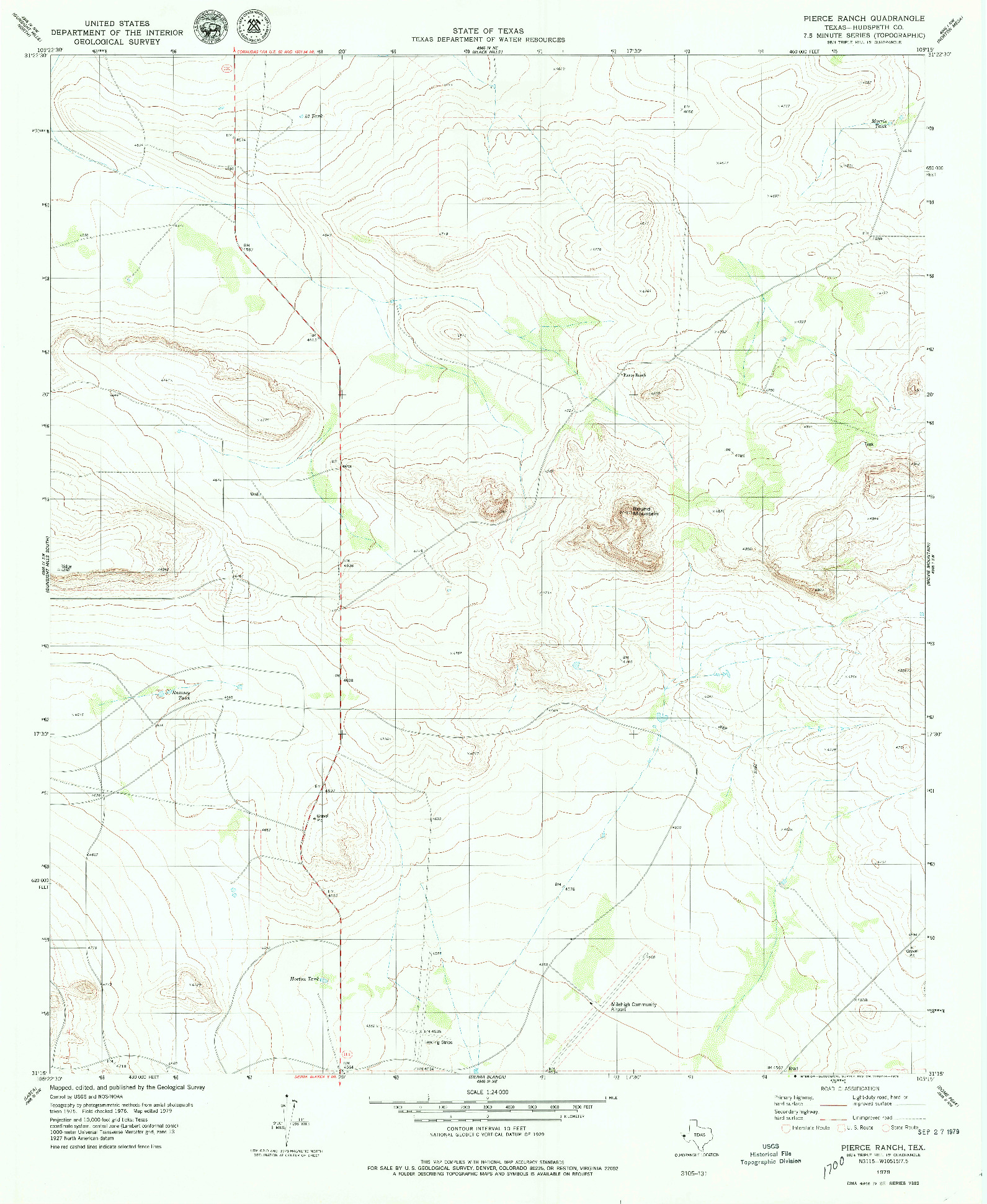 USGS 1:24000-SCALE QUADRANGLE FOR PIERCE RANCH, TX 1979