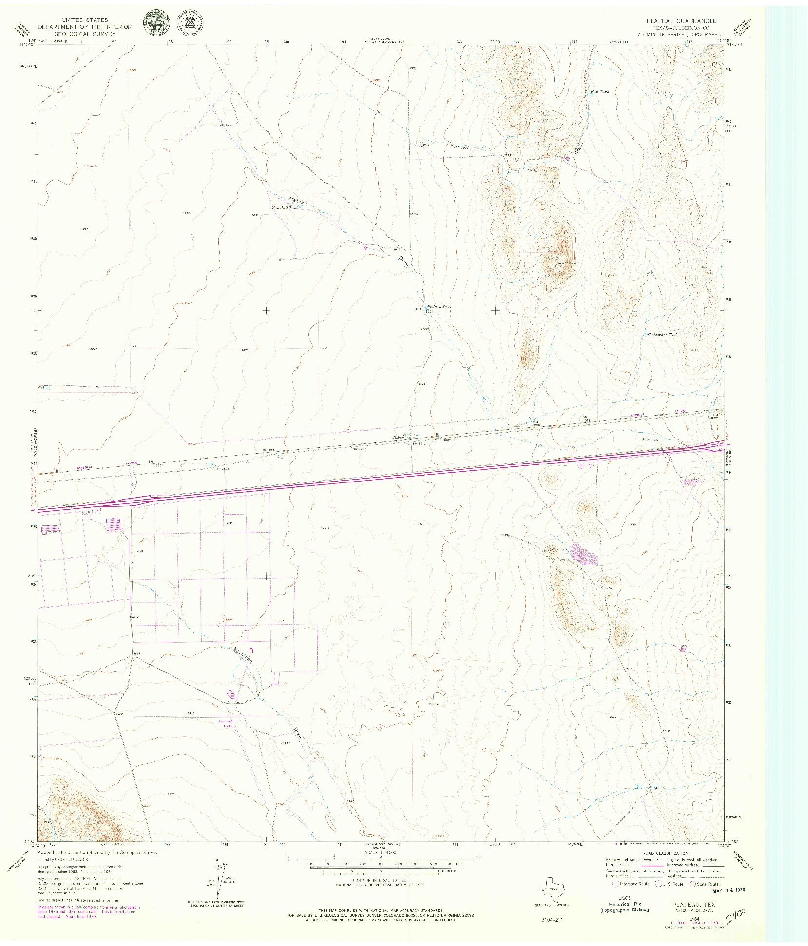 USGS 1:24000-SCALE QUADRANGLE FOR PLATEAU, TX 1964