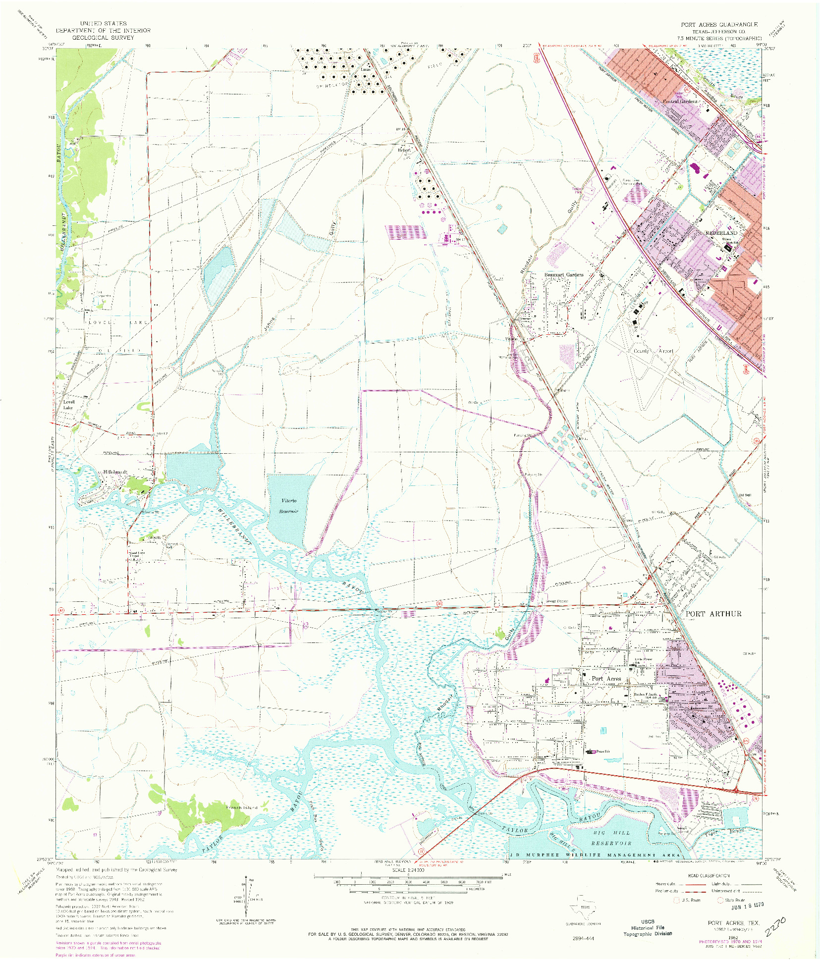 USGS 1:24000-SCALE QUADRANGLE FOR PORT ACRES, TX 1962