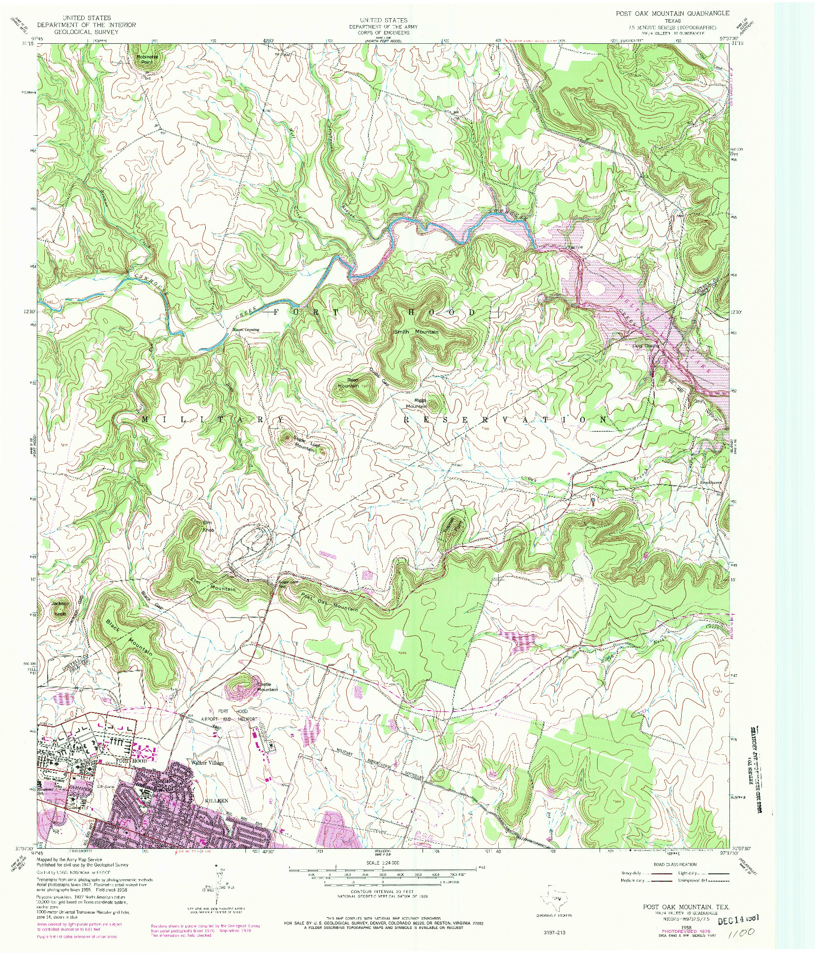 USGS 1:24000-SCALE QUADRANGLE FOR POST OAK MOUNTAIN, TX 1958