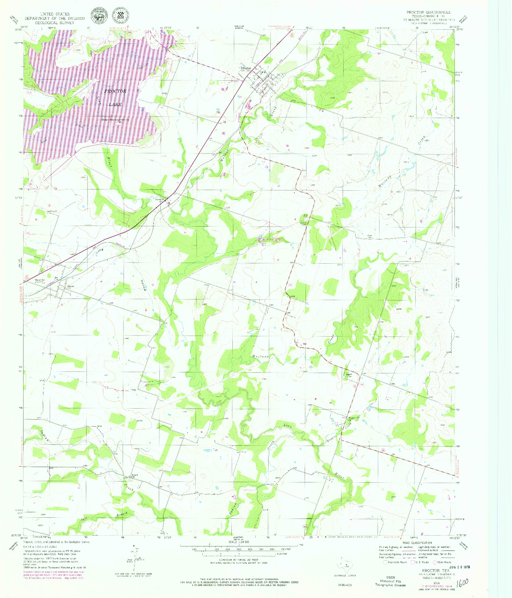 USGS 1:24000-SCALE QUADRANGLE FOR PROCTOR, TX 1956