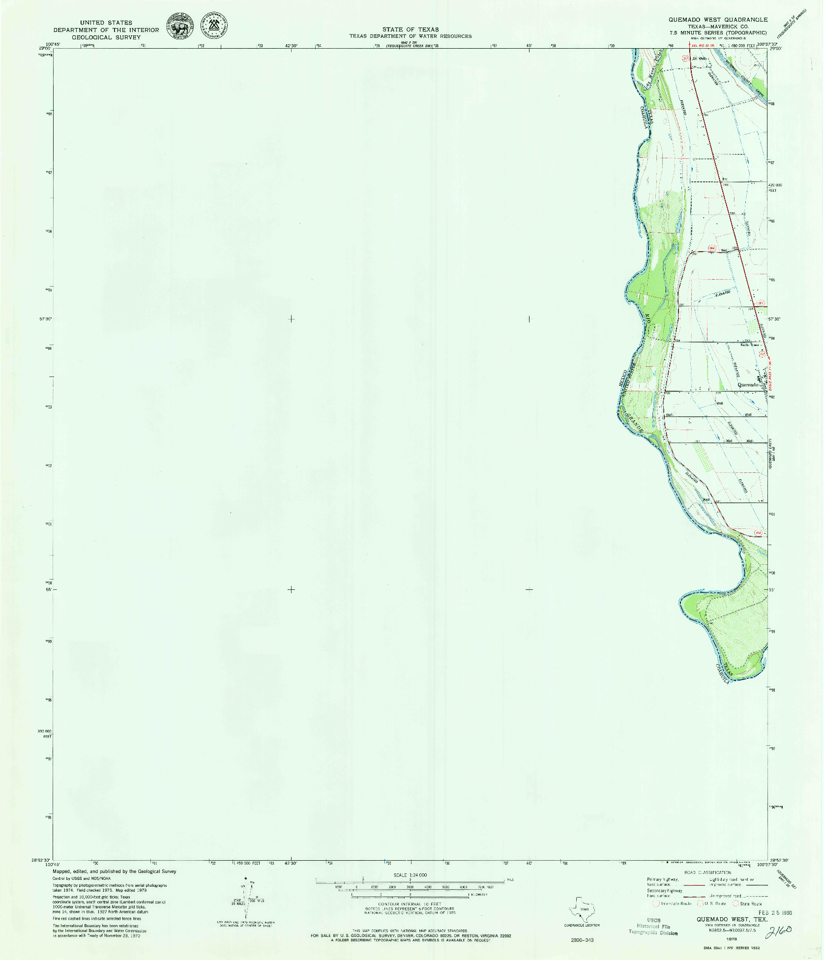 USGS 1:24000-SCALE QUADRANGLE FOR QUEMADO WEST, TX 1979