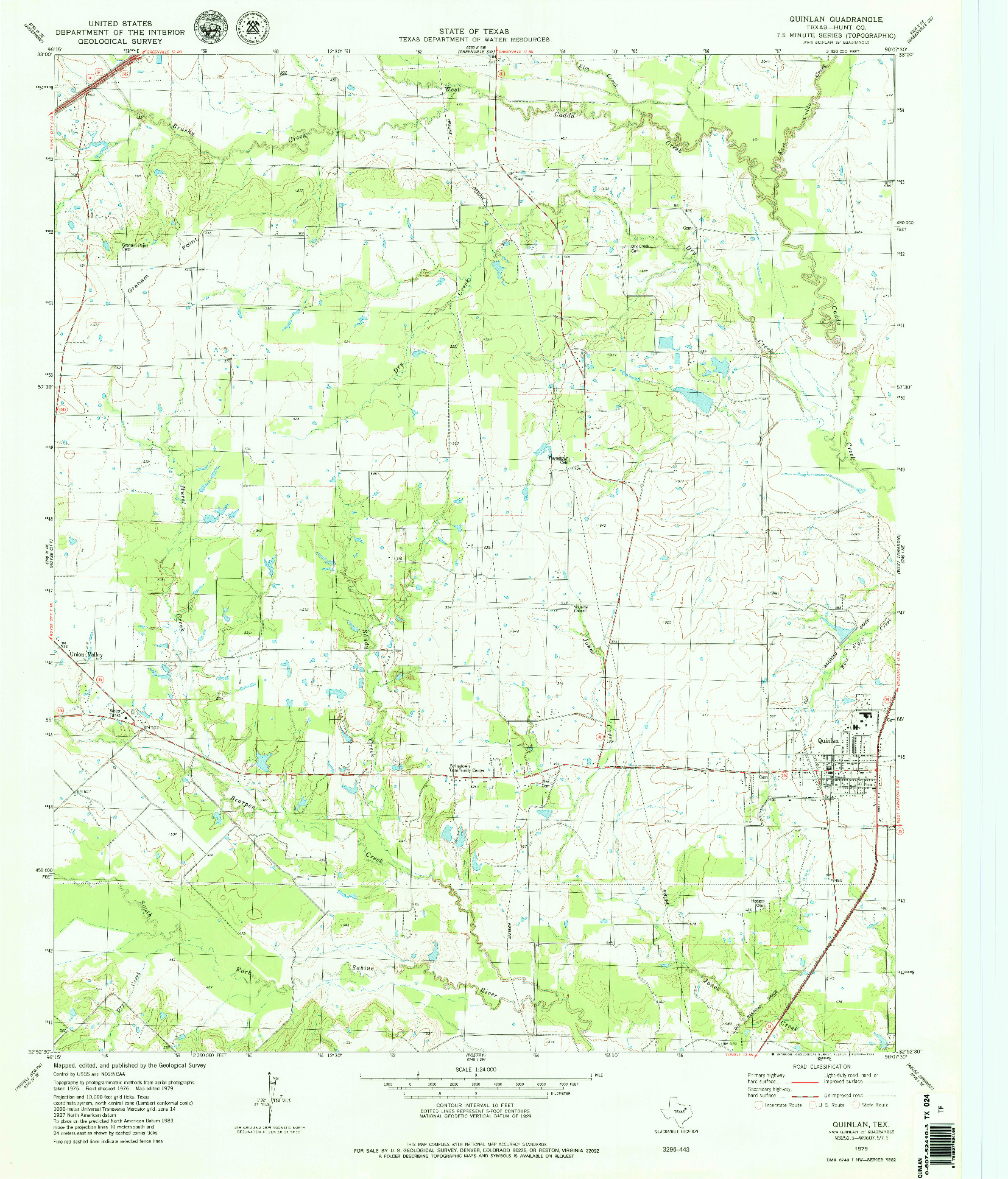 USGS 1:24000-SCALE QUADRANGLE FOR QUINLAN, TX 1979