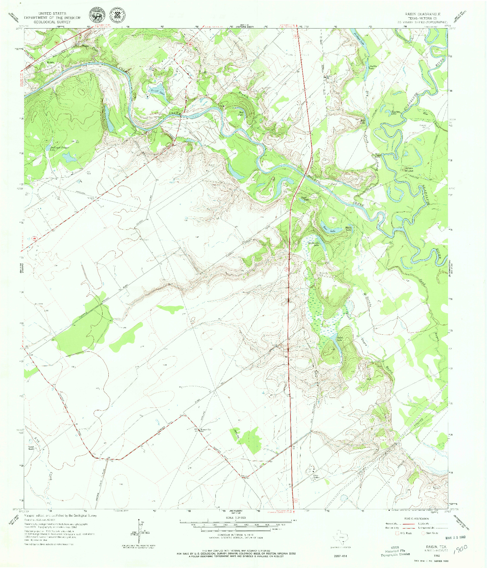 USGS 1:24000-SCALE QUADRANGLE FOR RAISIN, TX 1962