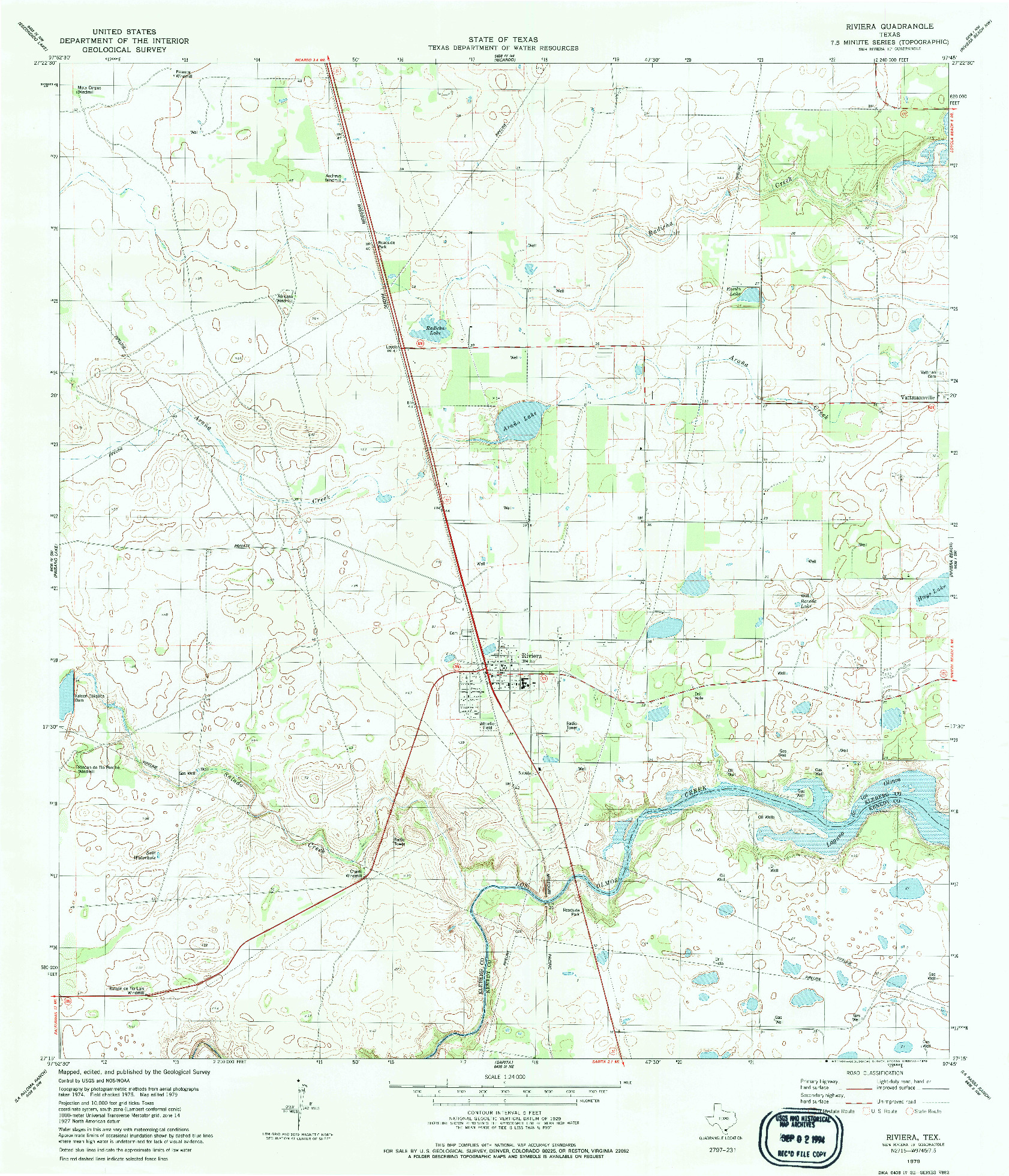 USGS 1:24000-SCALE QUADRANGLE FOR RIVIERA, TX 1979