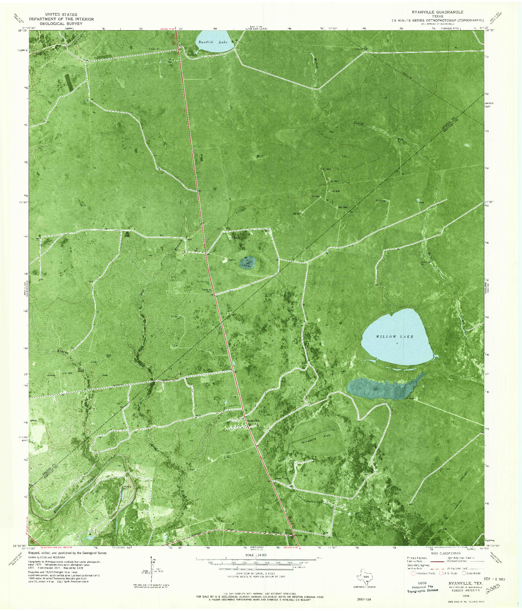 USGS 1:24000-SCALE QUADRANGLE FOR RYANVILLE, TX 1978