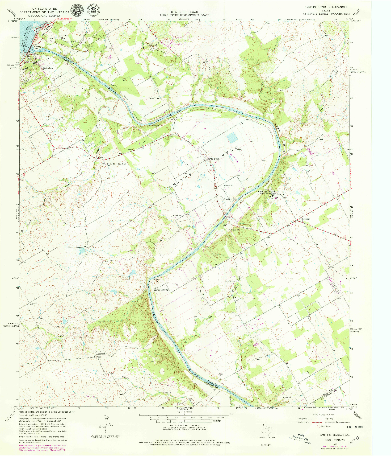 USGS 1:24000-SCALE QUADRANGLE FOR SMITHS BEND, TX 1966