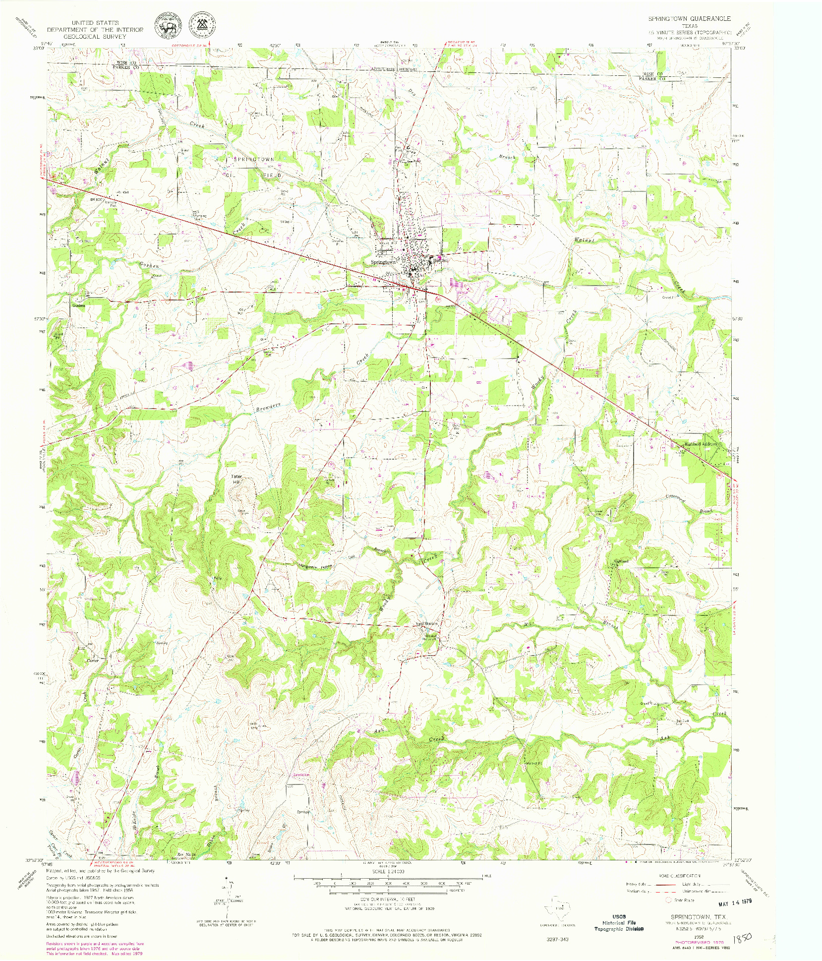 USGS 1:24000-SCALE QUADRANGLE FOR SPRINGTOWN, TX 1958