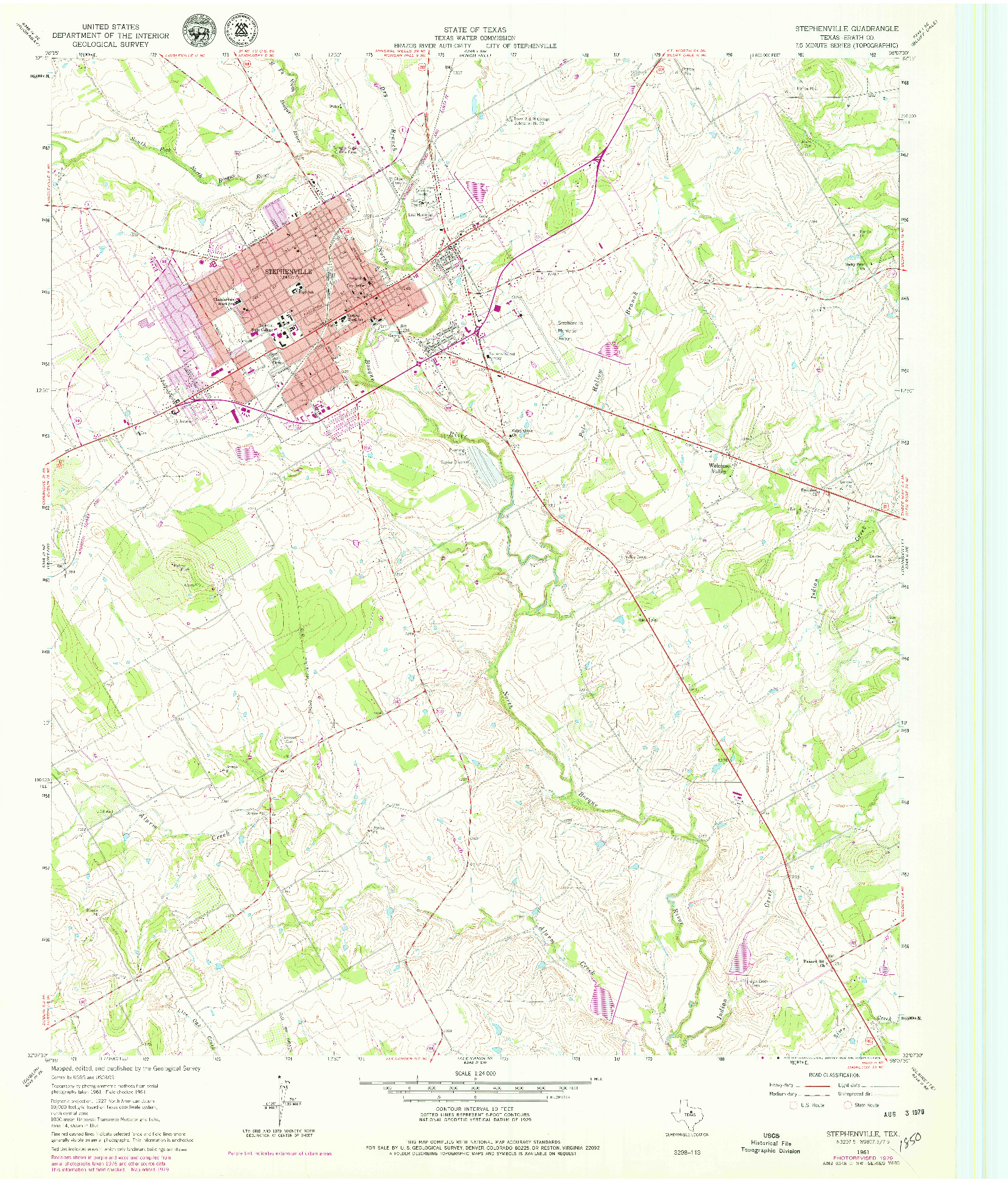 USGS 1:24000-SCALE QUADRANGLE FOR STEPHENVILLE, TX 1961