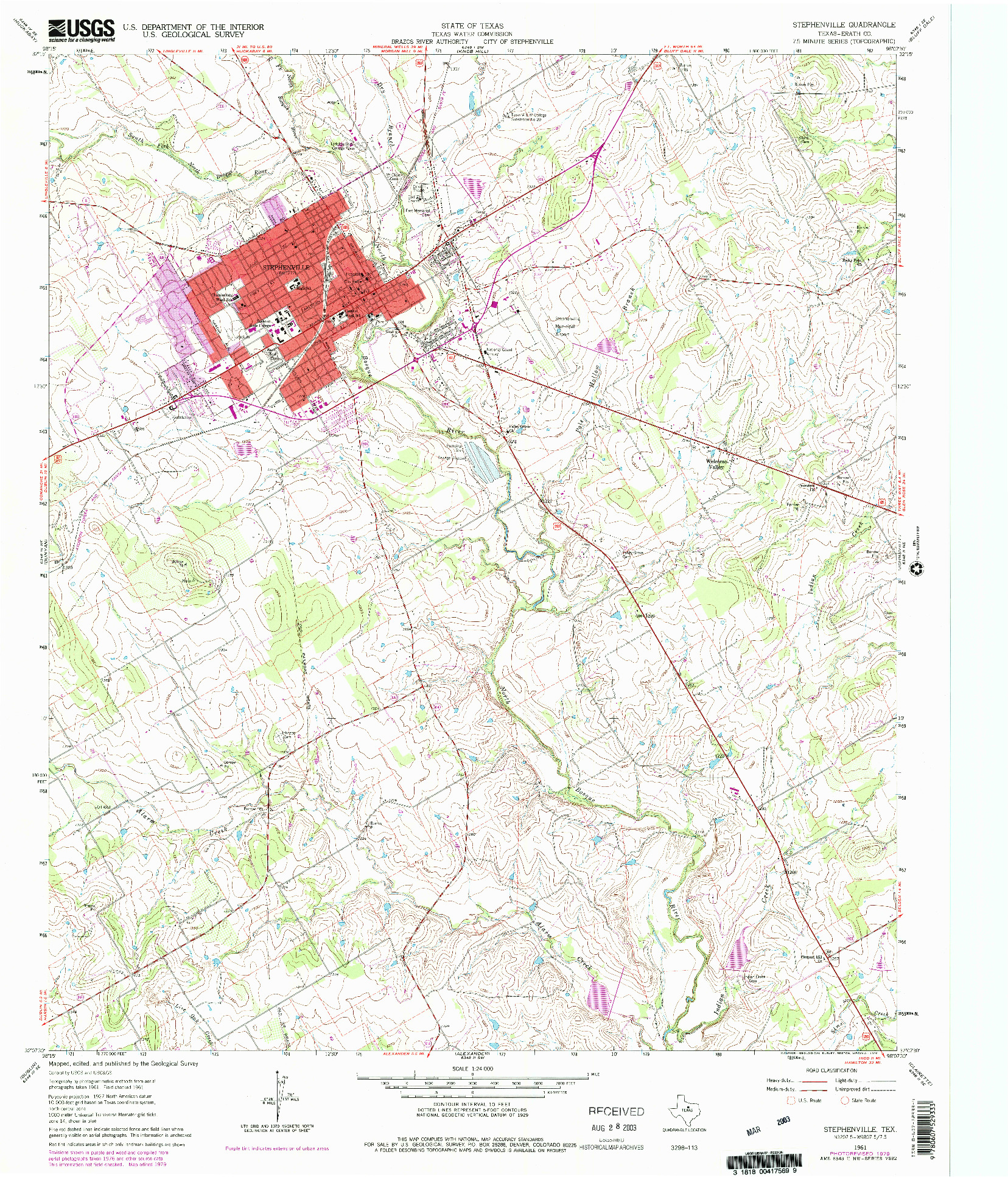 USGS 1:24000-SCALE QUADRANGLE FOR STEPHENVILLE, TX 1961