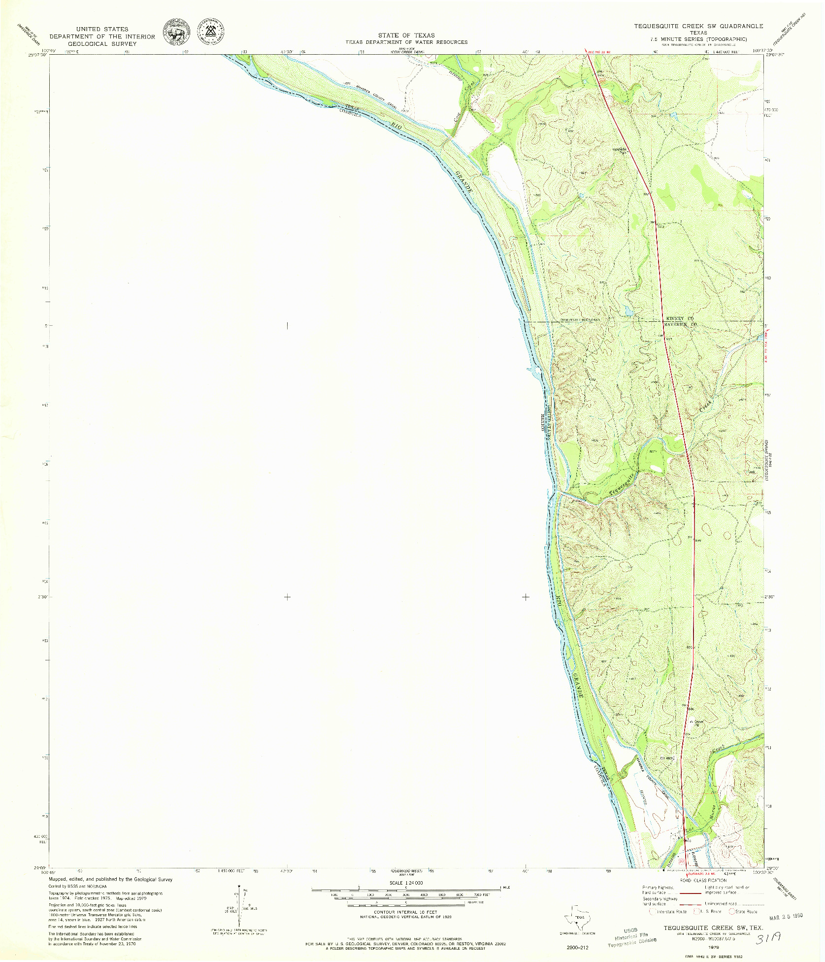 USGS 1:24000-SCALE QUADRANGLE FOR TEQUESQUITE CREEK SW, TX 1979