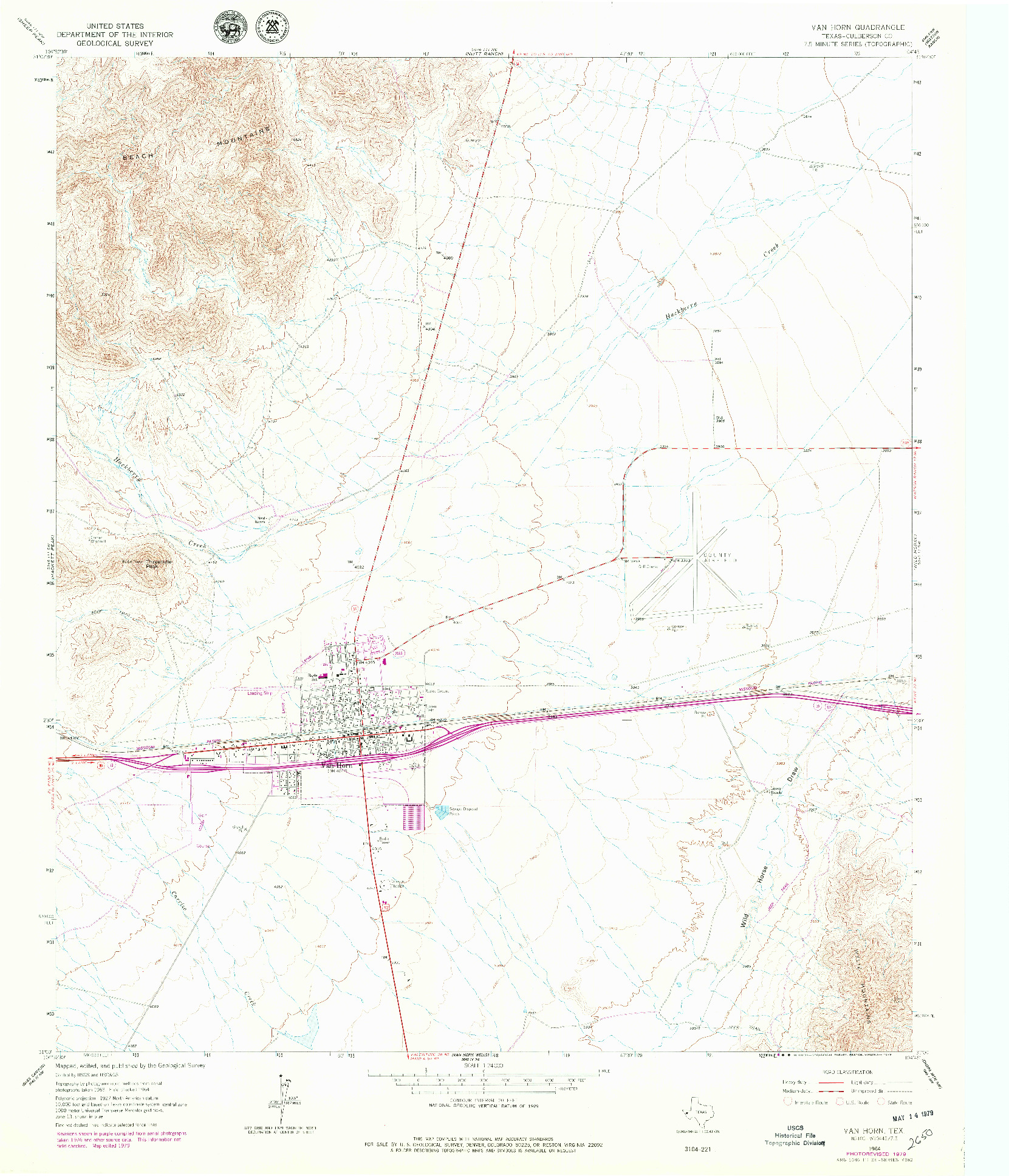 USGS 1:24000-SCALE QUADRANGLE FOR VAN HORN, TX 1964