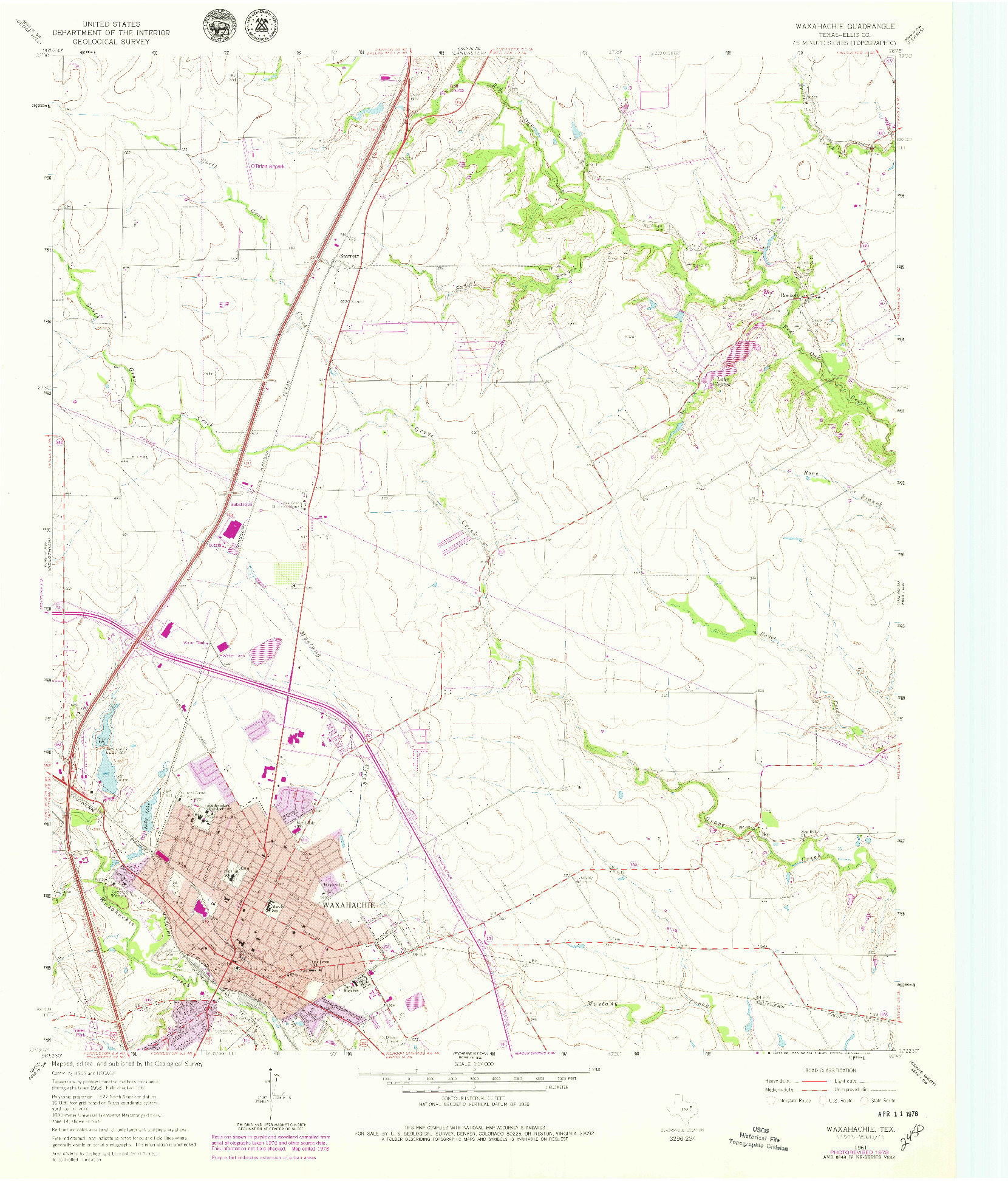 USGS 1:24000-SCALE QUADRANGLE FOR WAXAHACHIE, TX 1961